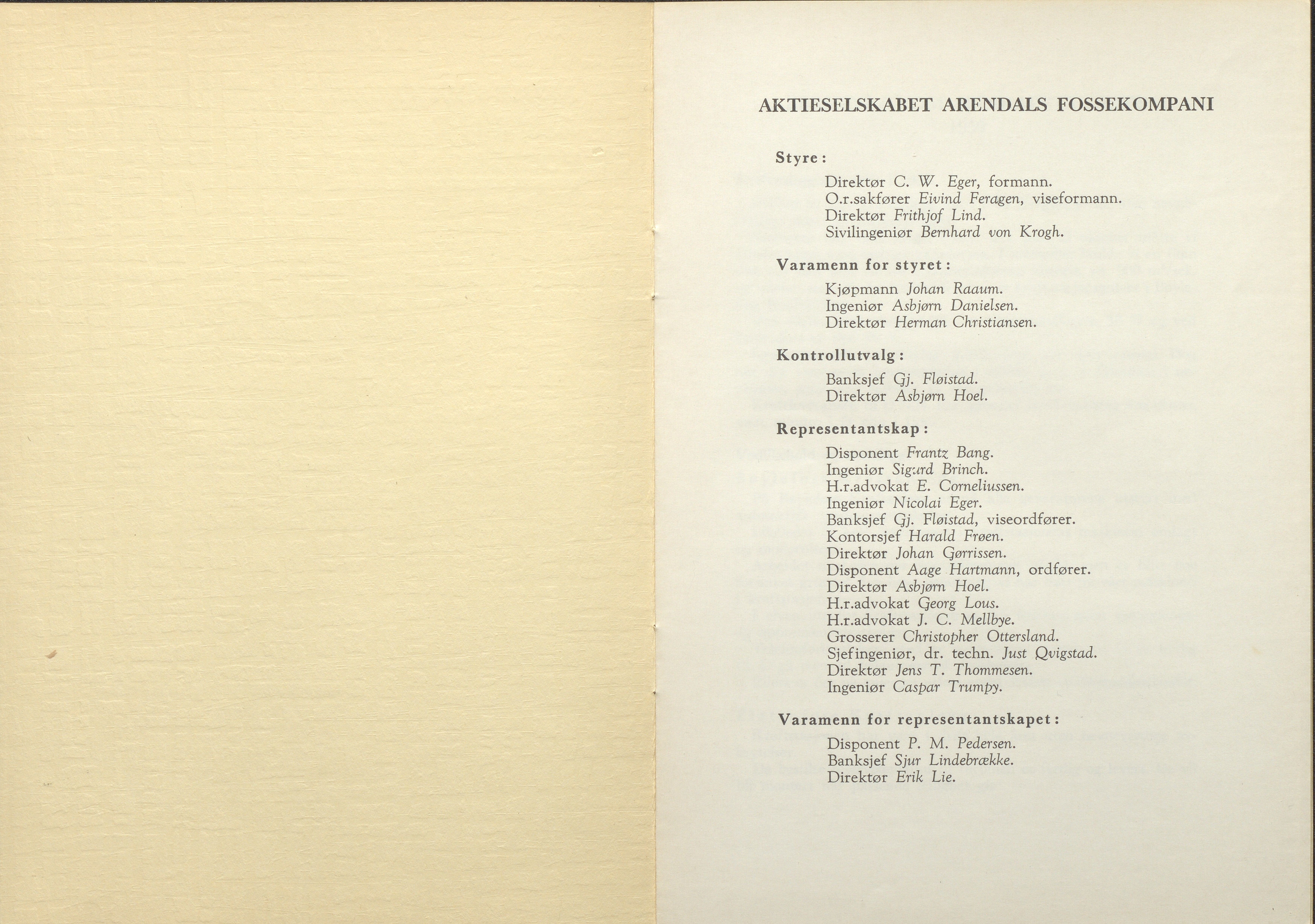 Arendals Fossekompani, AAKS/PA-2413/X/X01/L0001/0012: Beretninger, regnskap, balansekonto, gevinst- og tapskonto / Beretning, regnskap 1945 - 1962, 1945-1962, p. 87