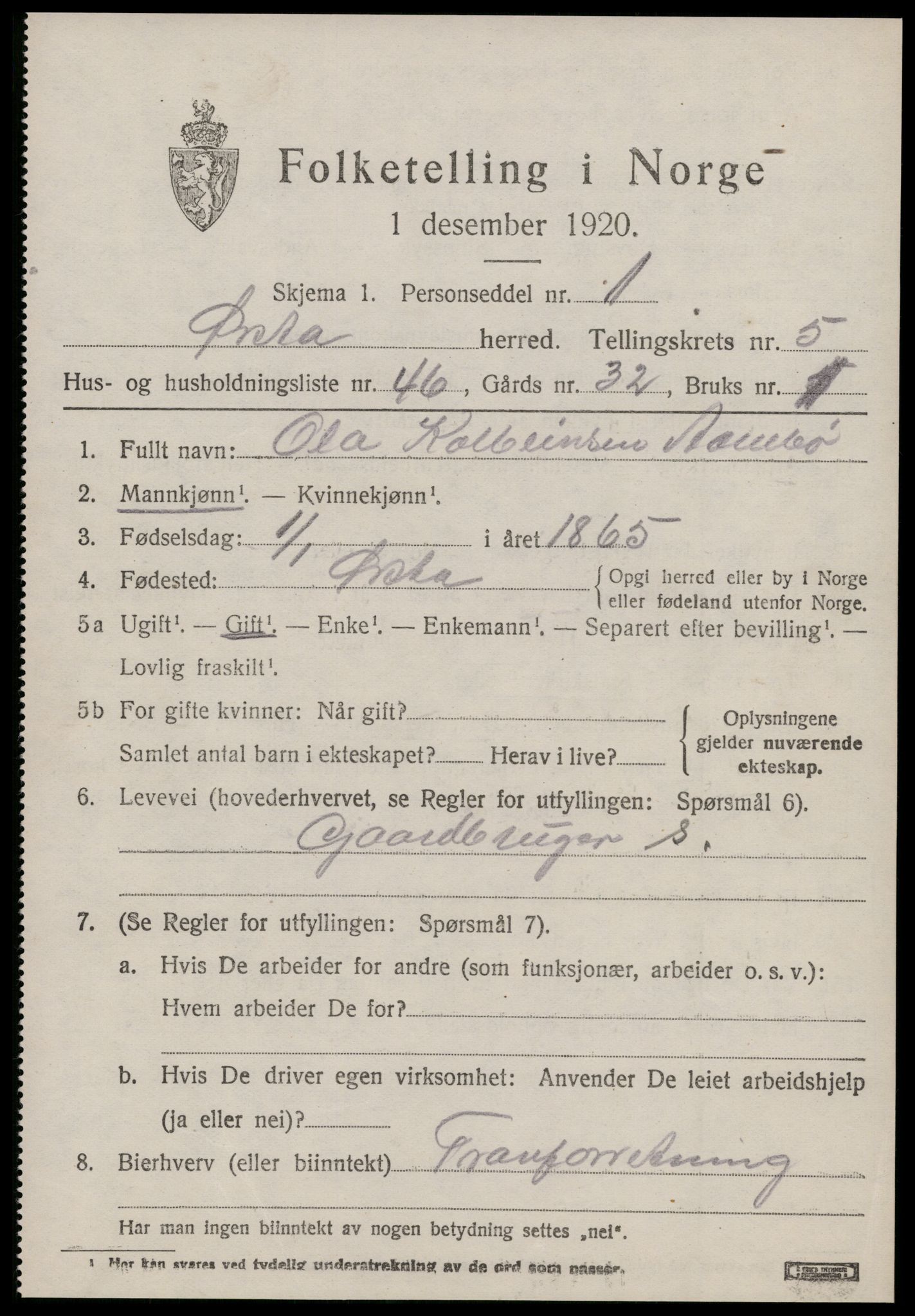 SAT, 1920 census for Ørsta, 1920, p. 4756