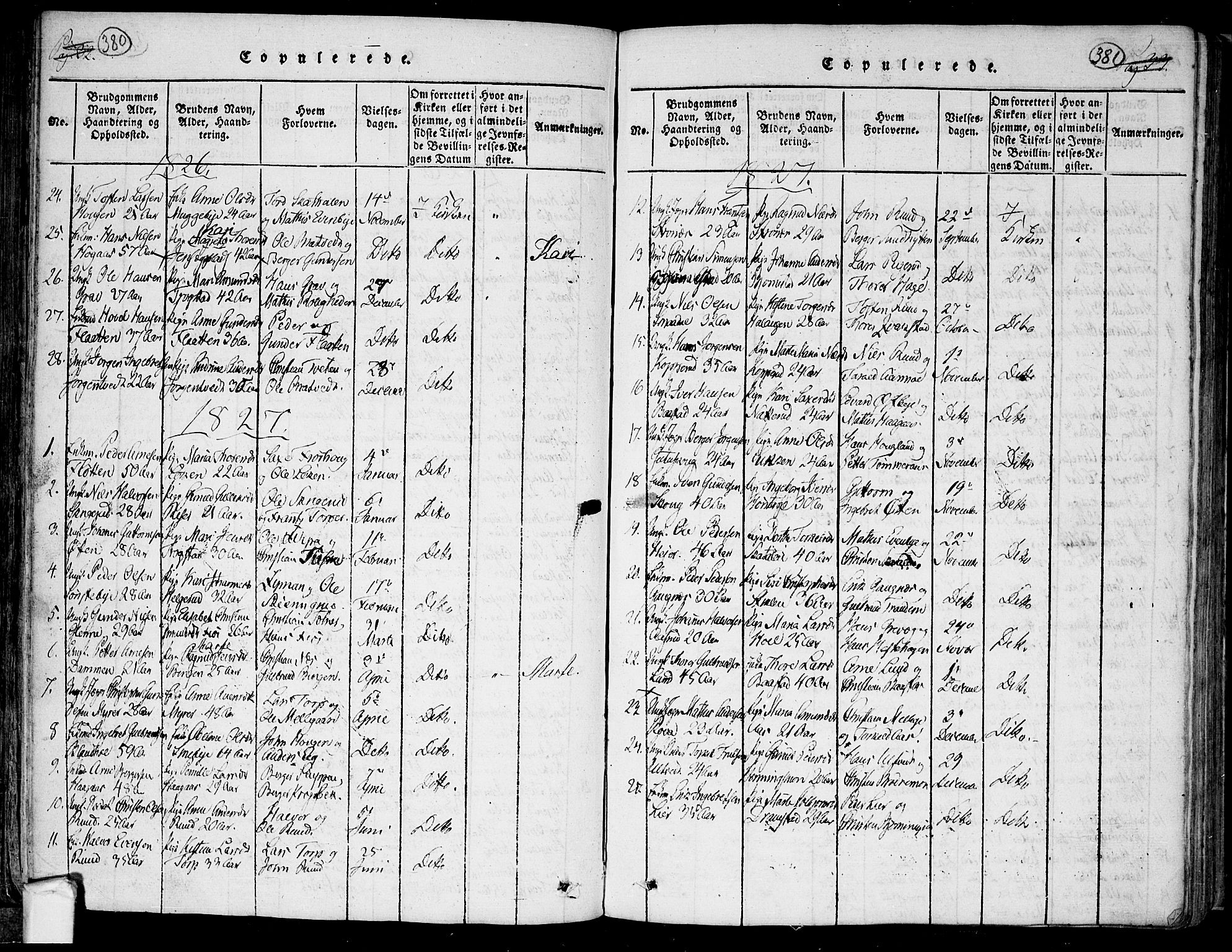 Trøgstad prestekontor Kirkebøker, AV/SAO-A-10925/F/Fa/L0006: Parish register (official) no. I 6, 1815-1844, p. 380-381