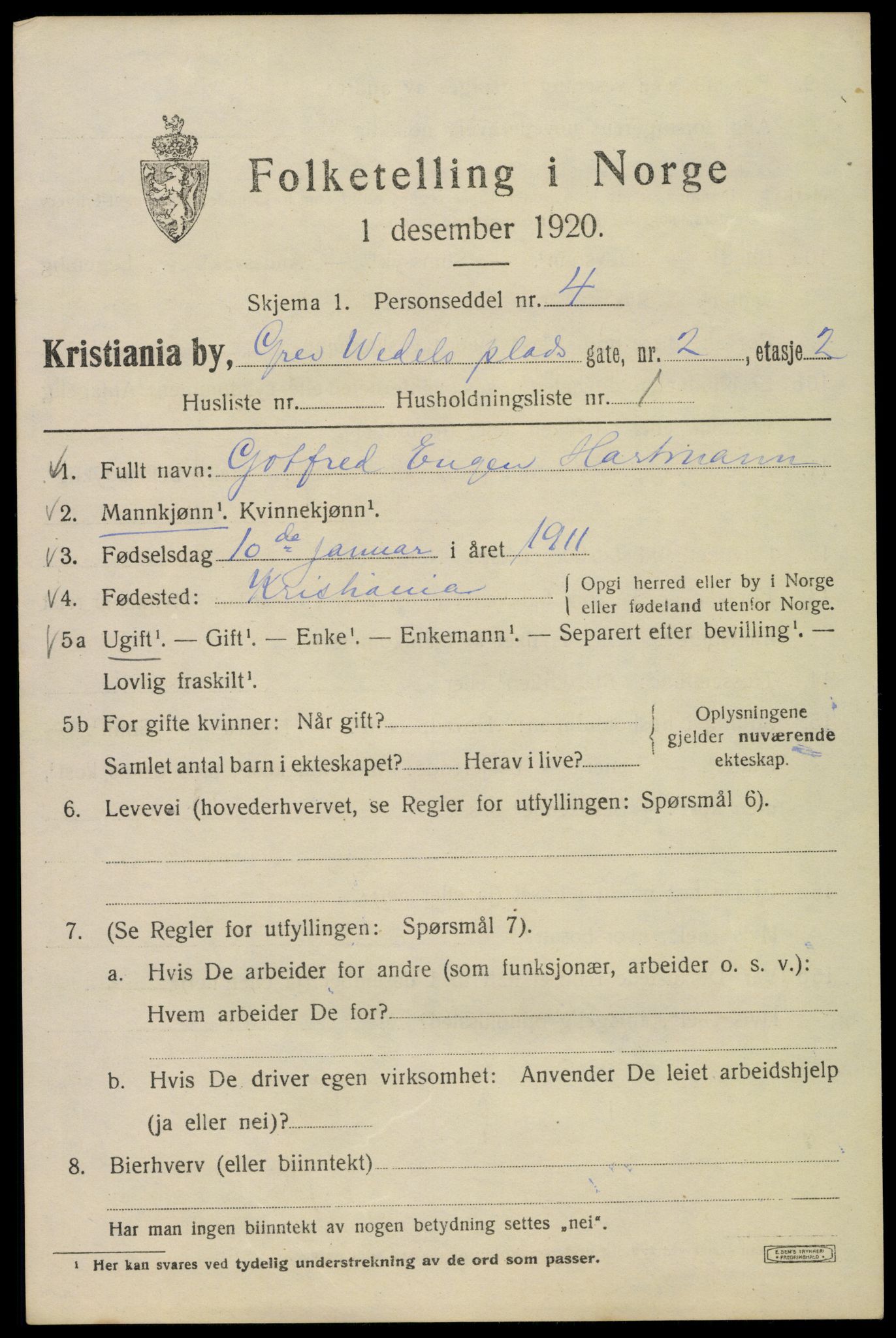 SAO, 1920 census for Kristiania, 1920, p. 251413