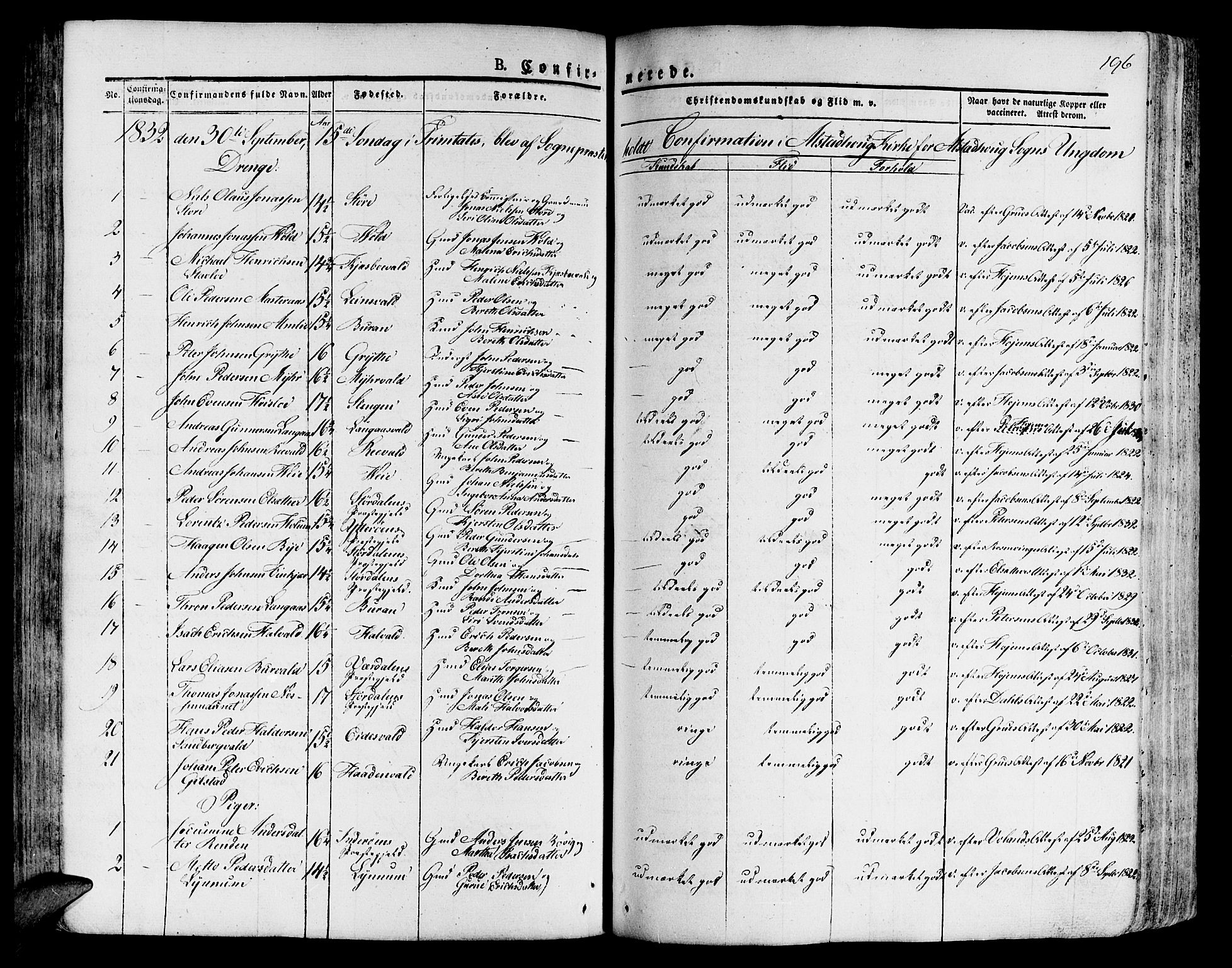 Ministerialprotokoller, klokkerbøker og fødselsregistre - Nord-Trøndelag, AV/SAT-A-1458/717/L0152: Parish register (official) no. 717A05 /1, 1825-1836, p. 196