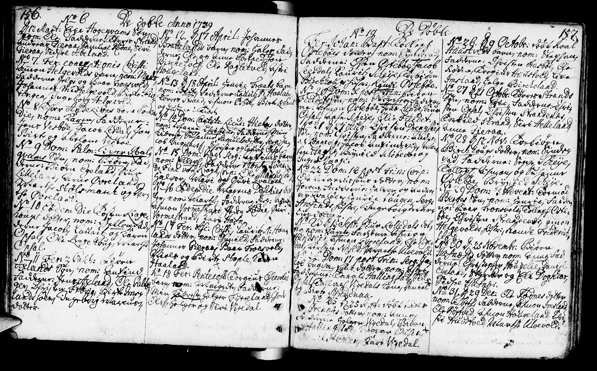 Vikedal sokneprestkontor, AV/SAST-A-101840/01/IV: Parish register (official) no. A 1, 1737-1778, p. 156-157