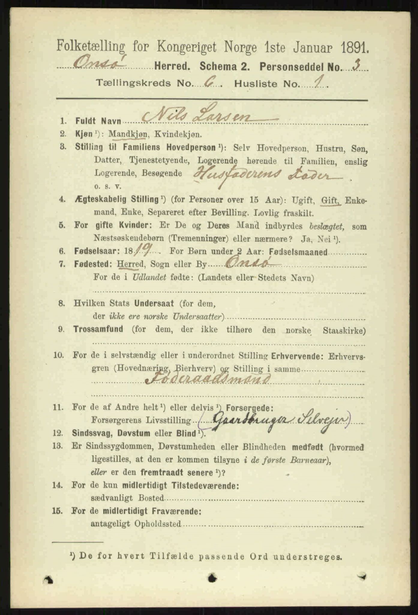 RA, 1891 census for 0134 Onsøy, 1891, p. 5064