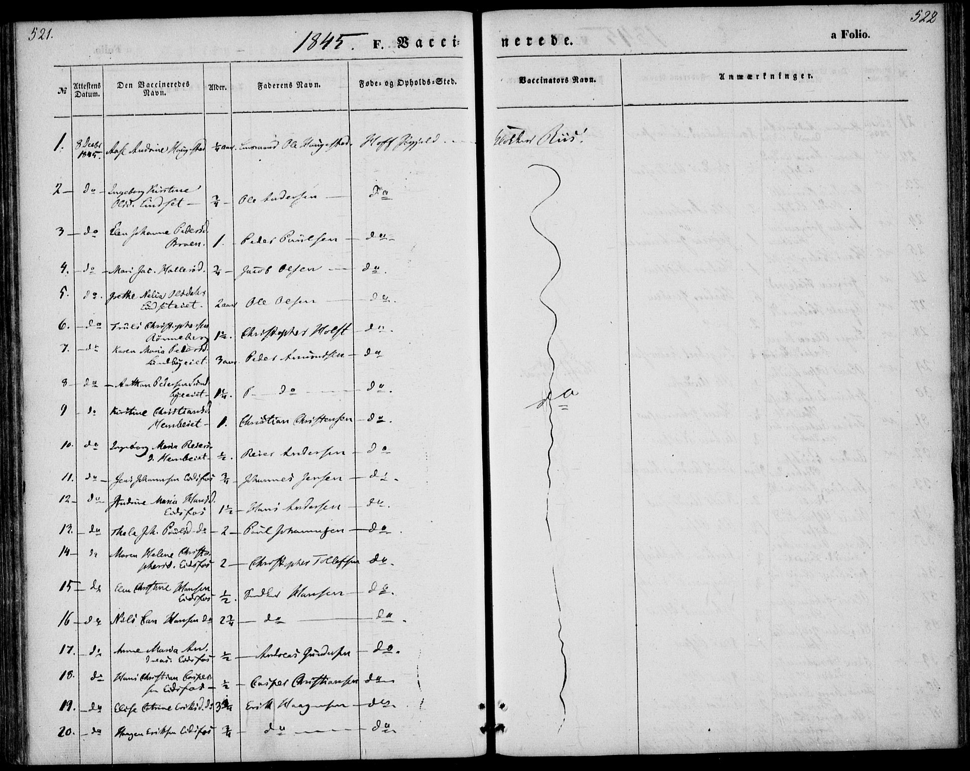 Hof kirkebøker, AV/SAKO-A-64/F/Fa/L0005: Parish register (official) no. I 5, 1844-1851, p. 521-522