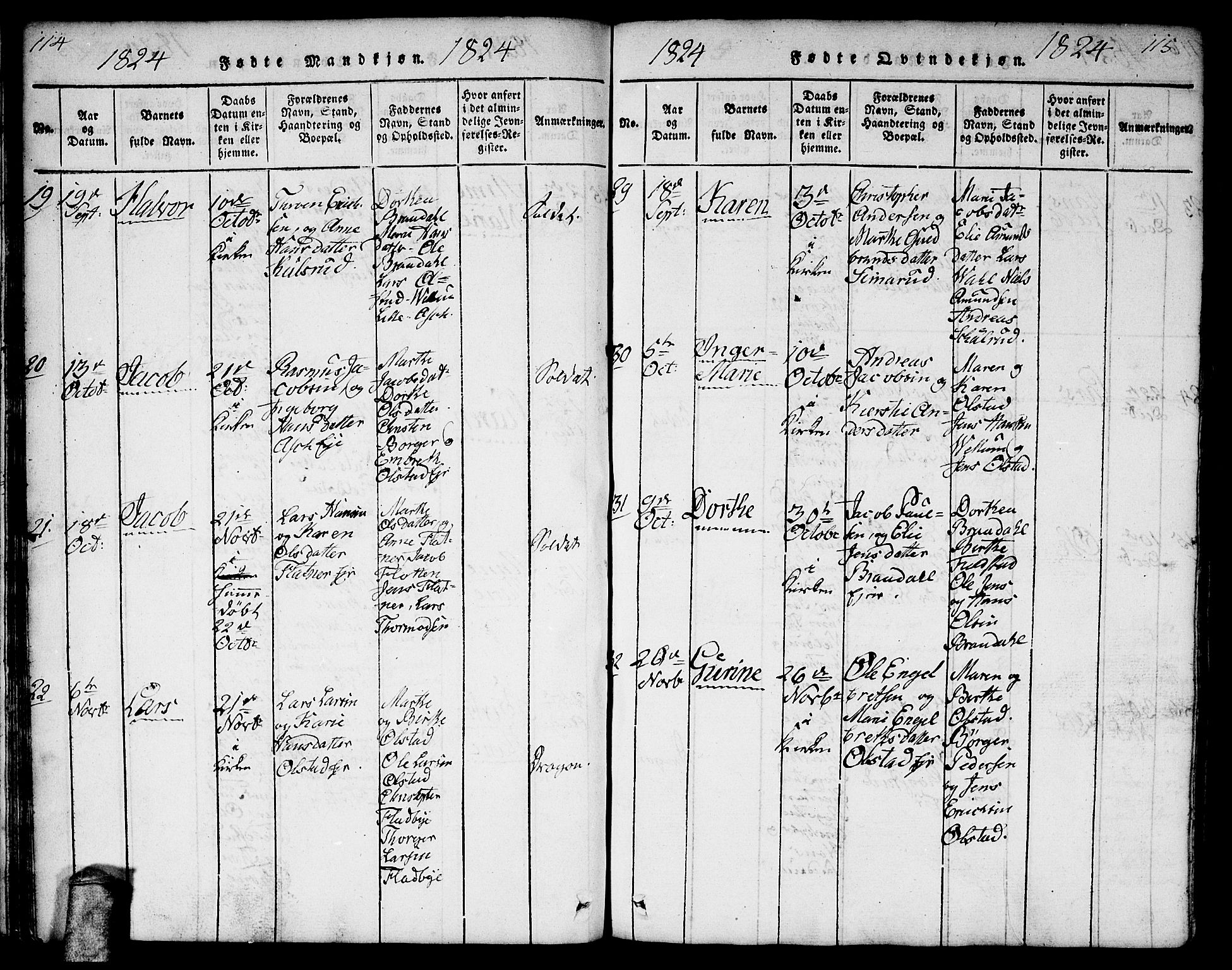 Gjerdrum prestekontor Kirkebøker, SAO/A-10412b/F/Fa/L0004: Parish register (official) no. I 4, 1816-1836, p. 114-115