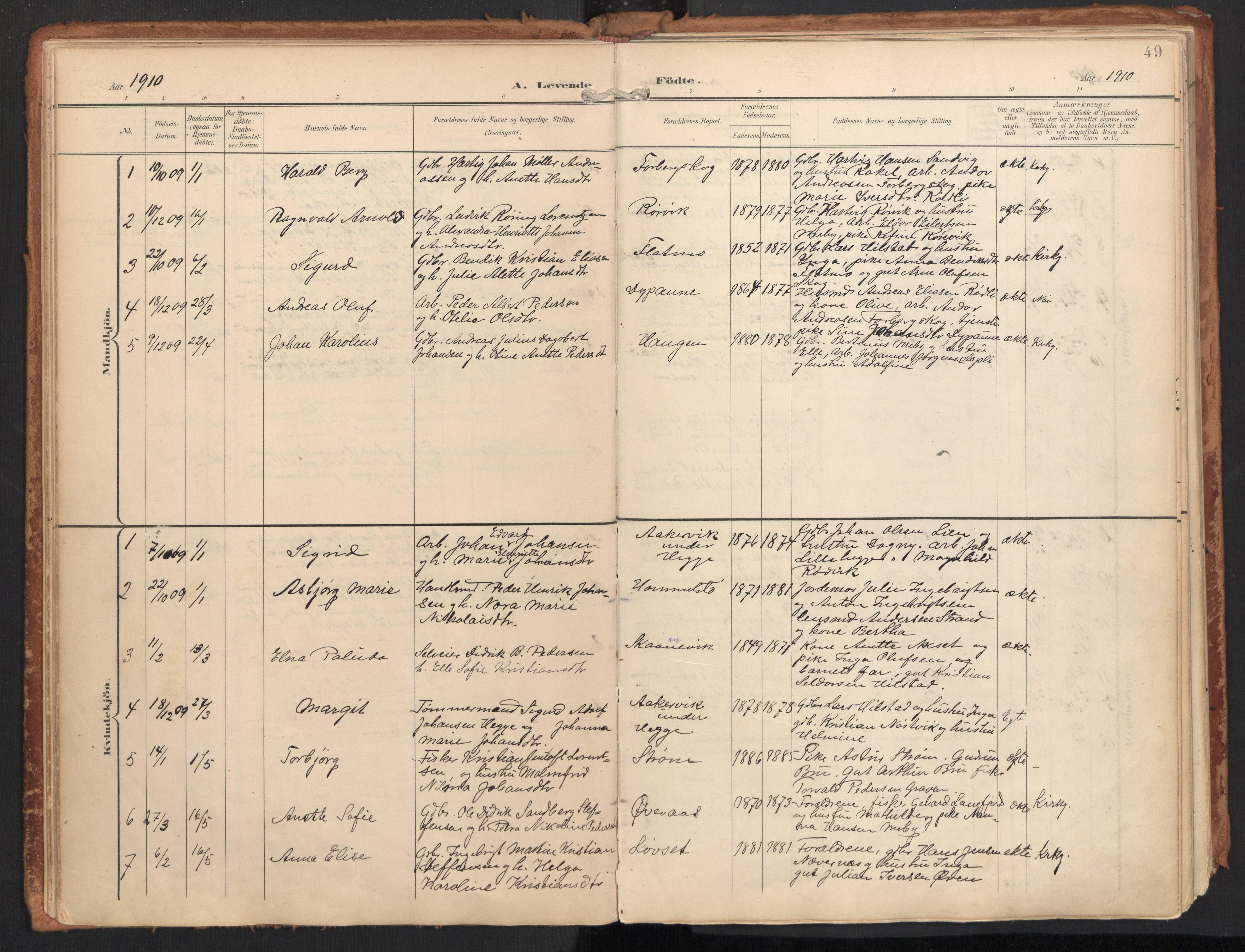 Ministerialprotokoller, klokkerbøker og fødselsregistre - Nordland, SAT/A-1459/814/L0227: Parish register (official) no. 814A08, 1899-1920, p. 49