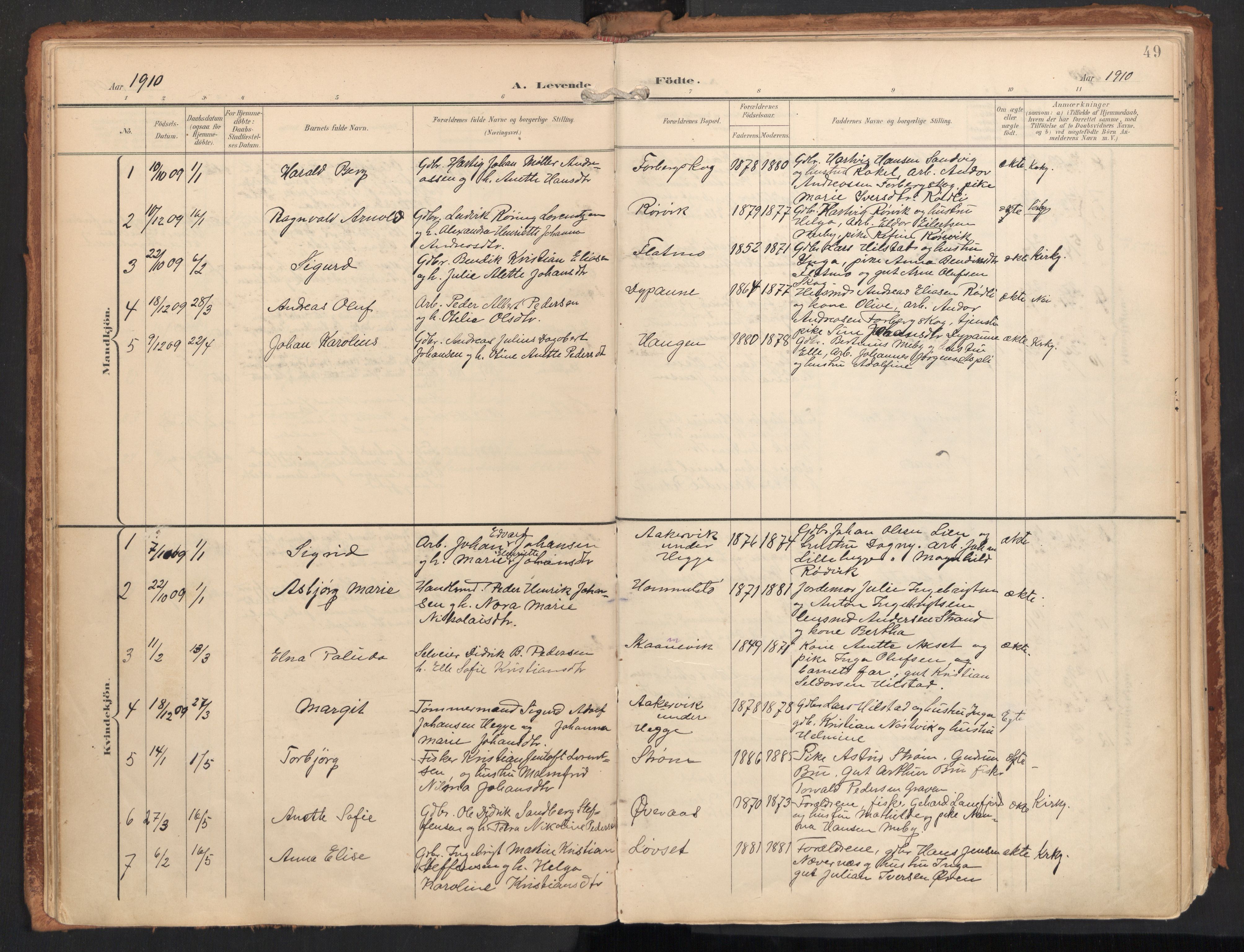 Ministerialprotokoller, klokkerbøker og fødselsregistre - Nordland, AV/SAT-A-1459/814/L0227: Parish register (official) no. 814A08, 1899-1920, p. 49