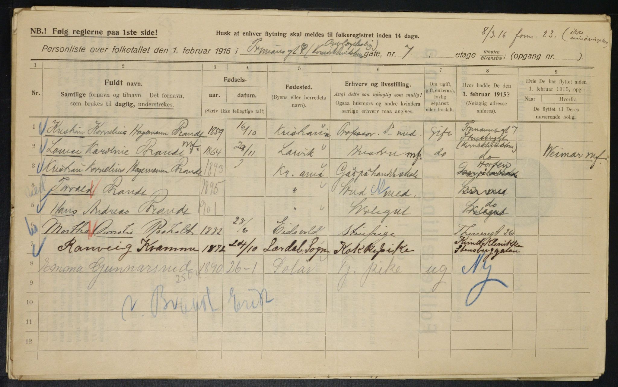 OBA, Municipal Census 1916 for Kristiania, 1916, p. 27410