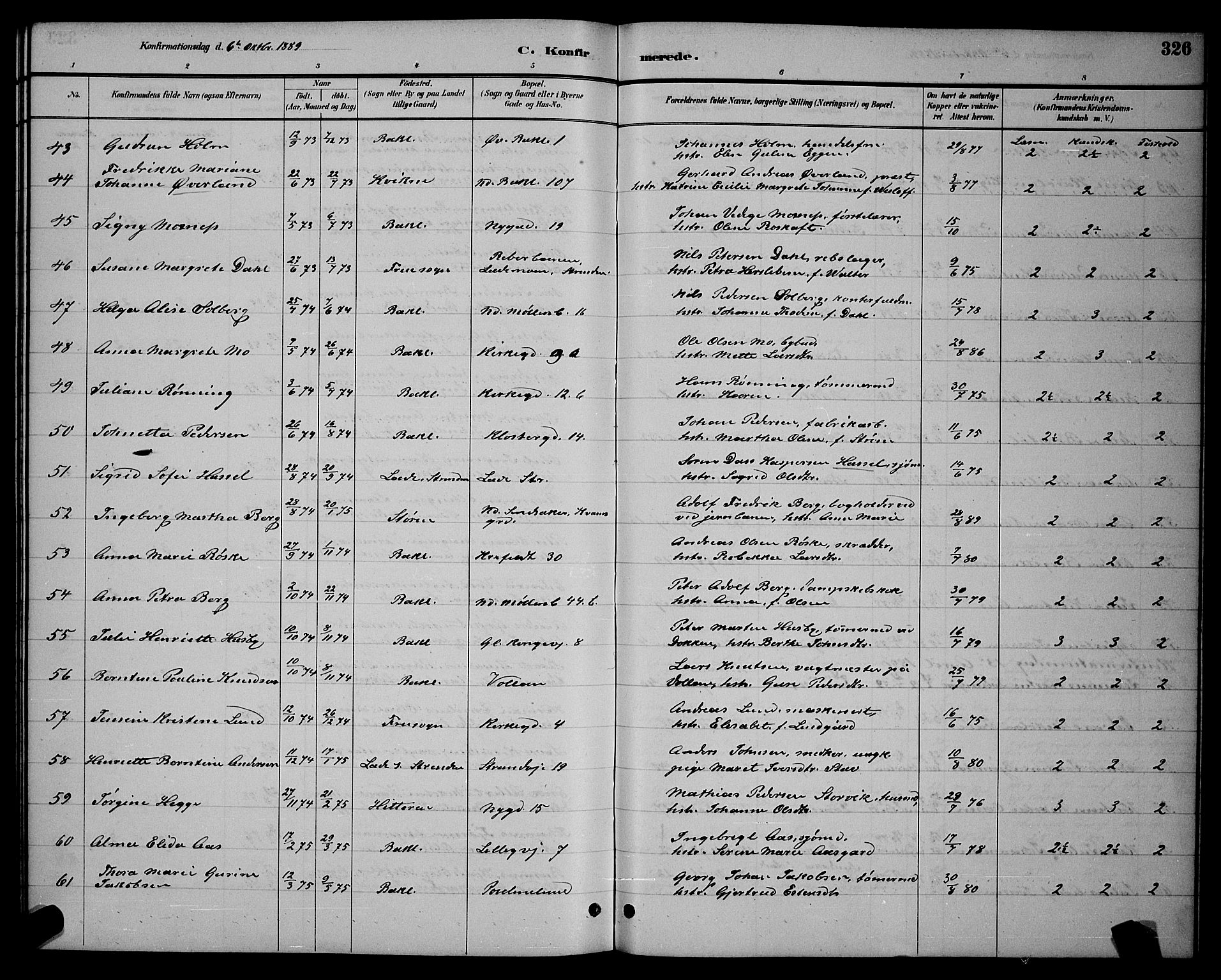 Ministerialprotokoller, klokkerbøker og fødselsregistre - Sør-Trøndelag, AV/SAT-A-1456/604/L0222: Parish register (copy) no. 604C05, 1886-1895, p. 326