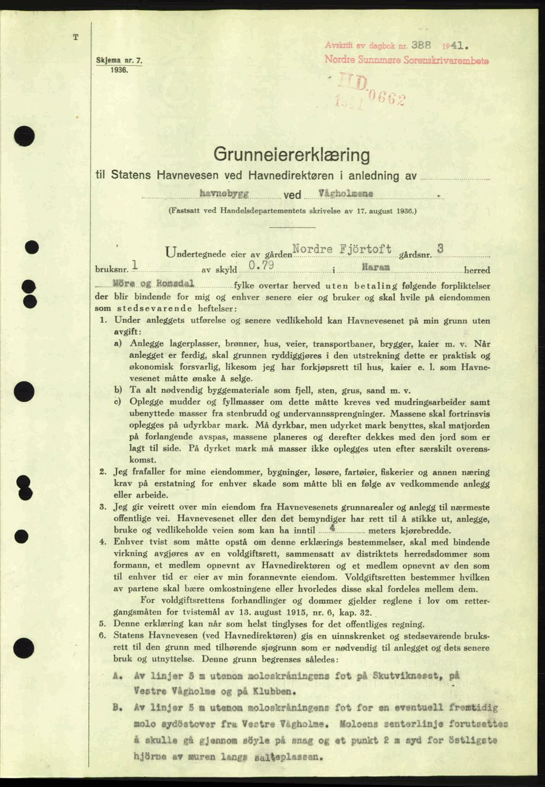 Nordre Sunnmøre sorenskriveri, SAT/A-0006/1/2/2C/2Ca: Mortgage book no. A10, 1940-1941, Diary no: : 388/1941