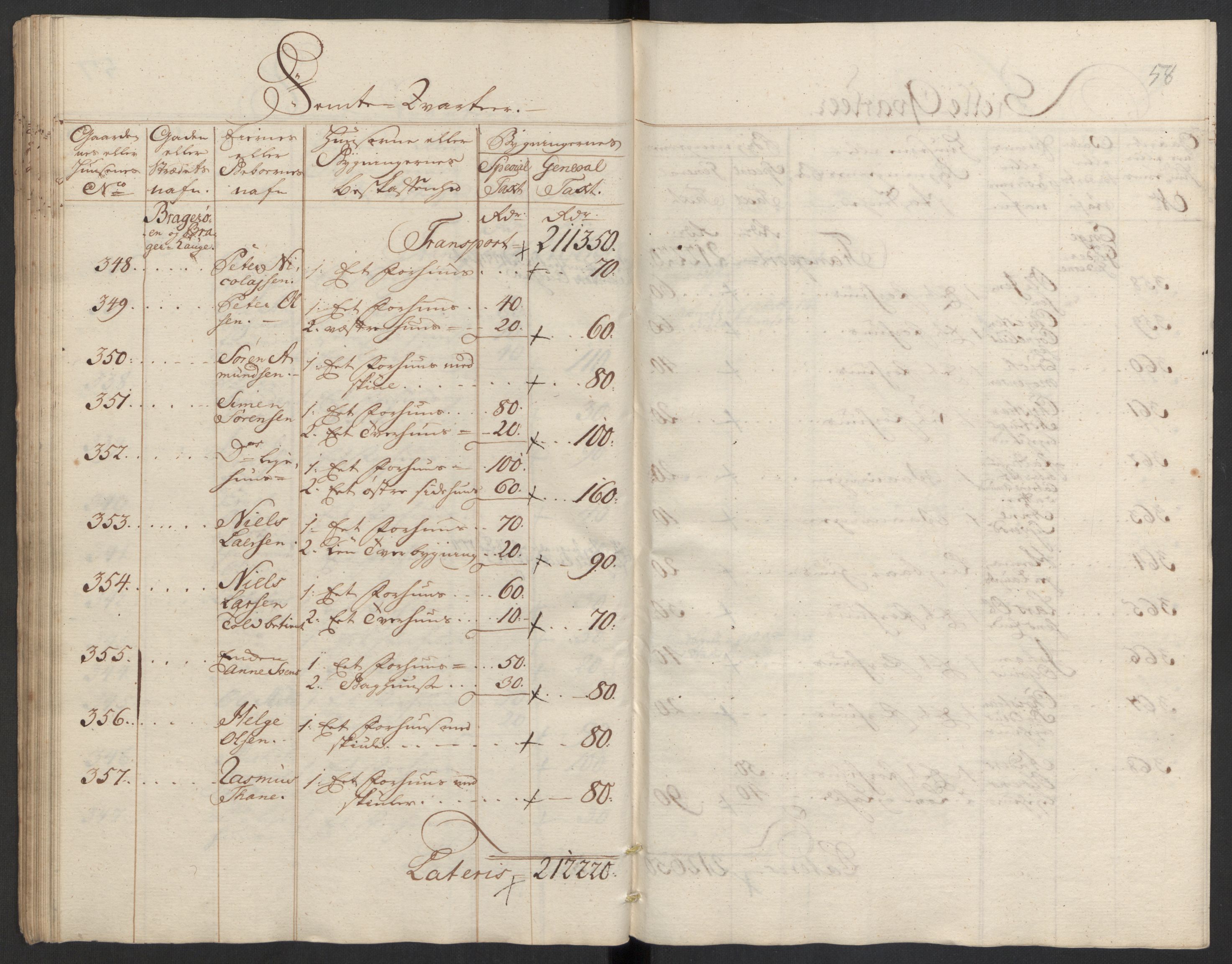 Kommersekollegiet, Brannforsikringskontoret 1767-1814, AV/RA-EA-5458/F/Fa/L0008/0002: Bragernes / Branntakstprotokoll, 1767, p. 58