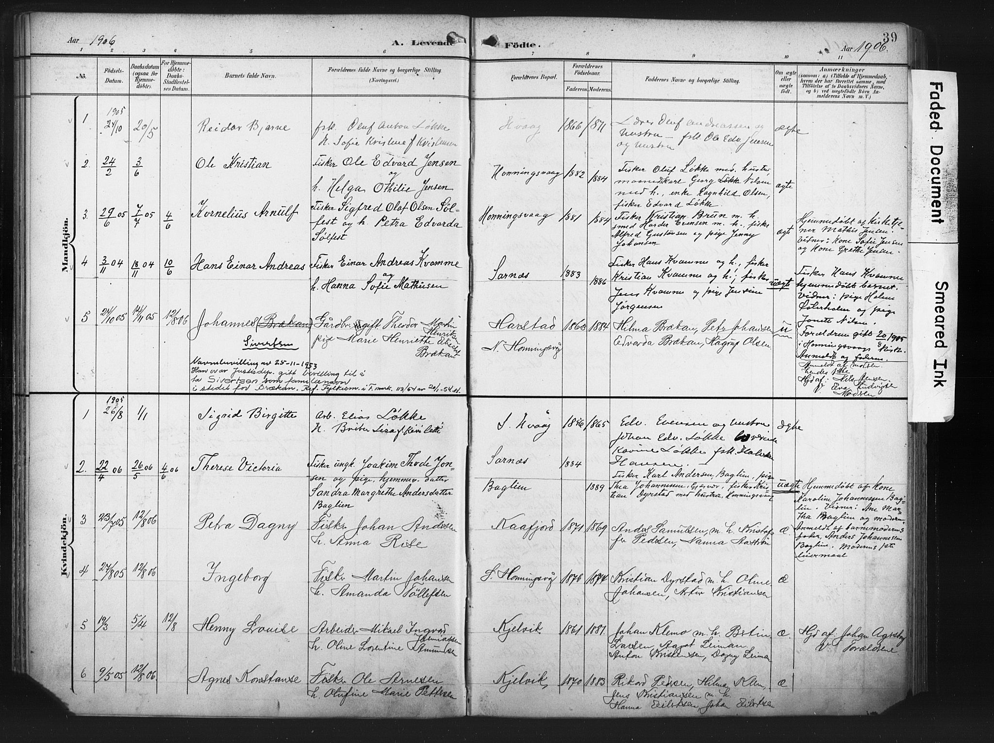 Måsøy sokneprestkontor, AV/SATØ-S-1348/H/Ha/L0008kirke: Parish register (official) no. 8, 1900-1910, p. 39