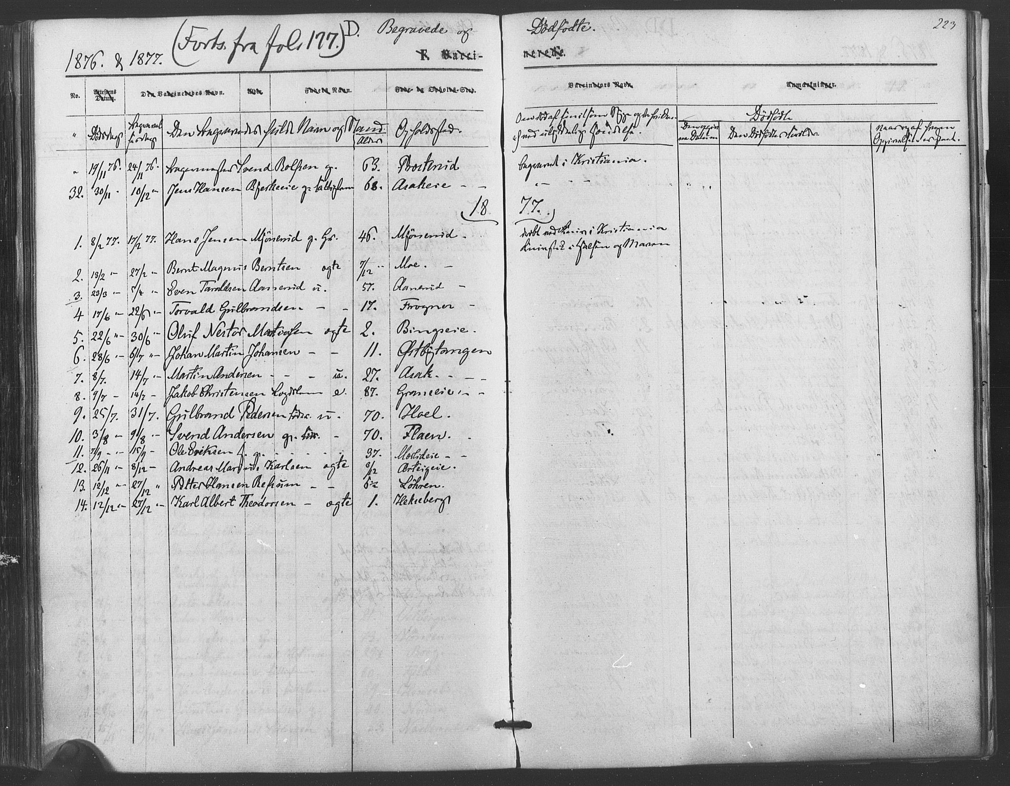 Sørum prestekontor Kirkebøker, SAO/A-10303/F/Fa/L0006: Parish register (official) no. I 6, 1864-1877, p. 223