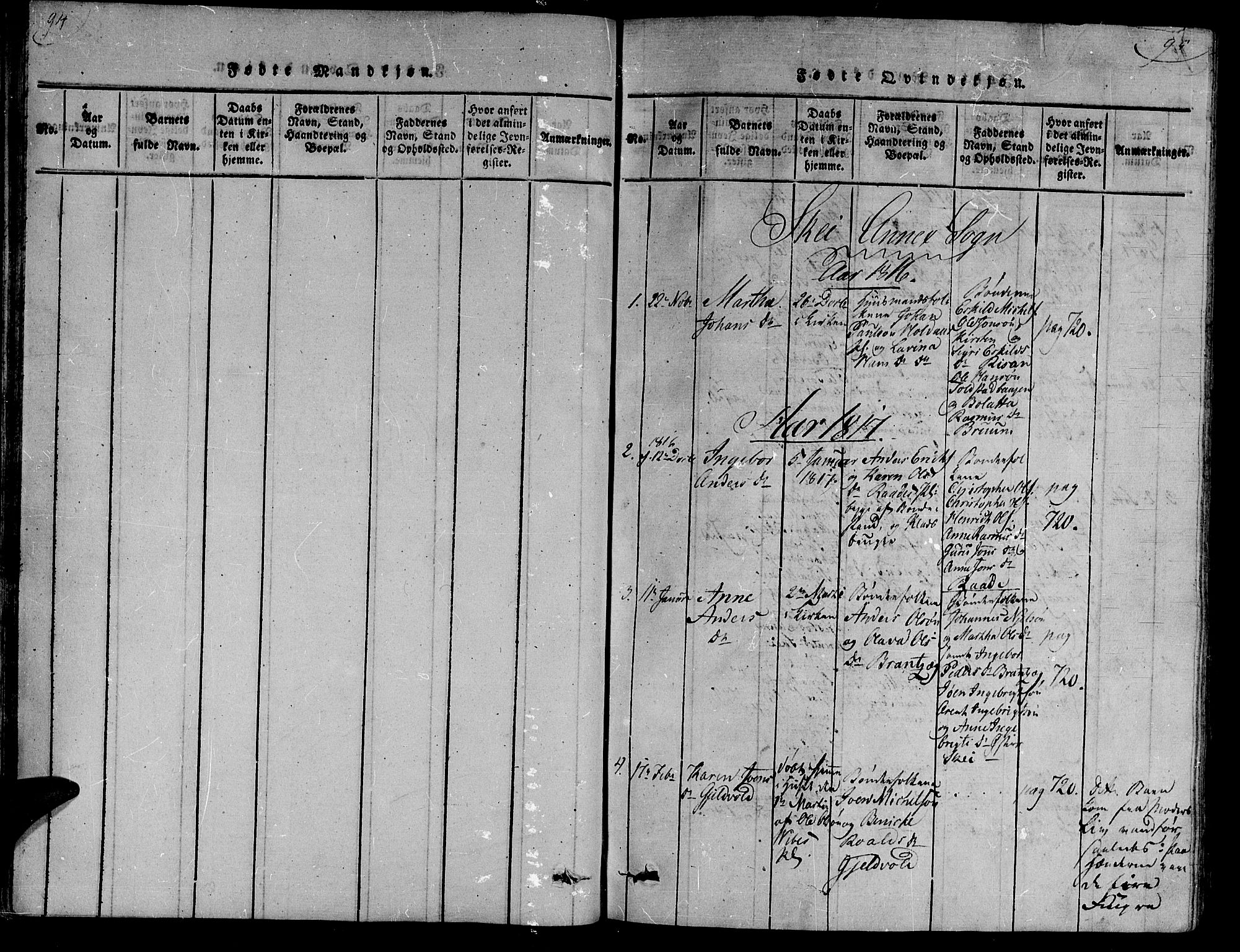 Ministerialprotokoller, klokkerbøker og fødselsregistre - Nord-Trøndelag, AV/SAT-A-1458/735/L0333: Parish register (official) no. 735A04 /2, 1816-1825, p. 94-95