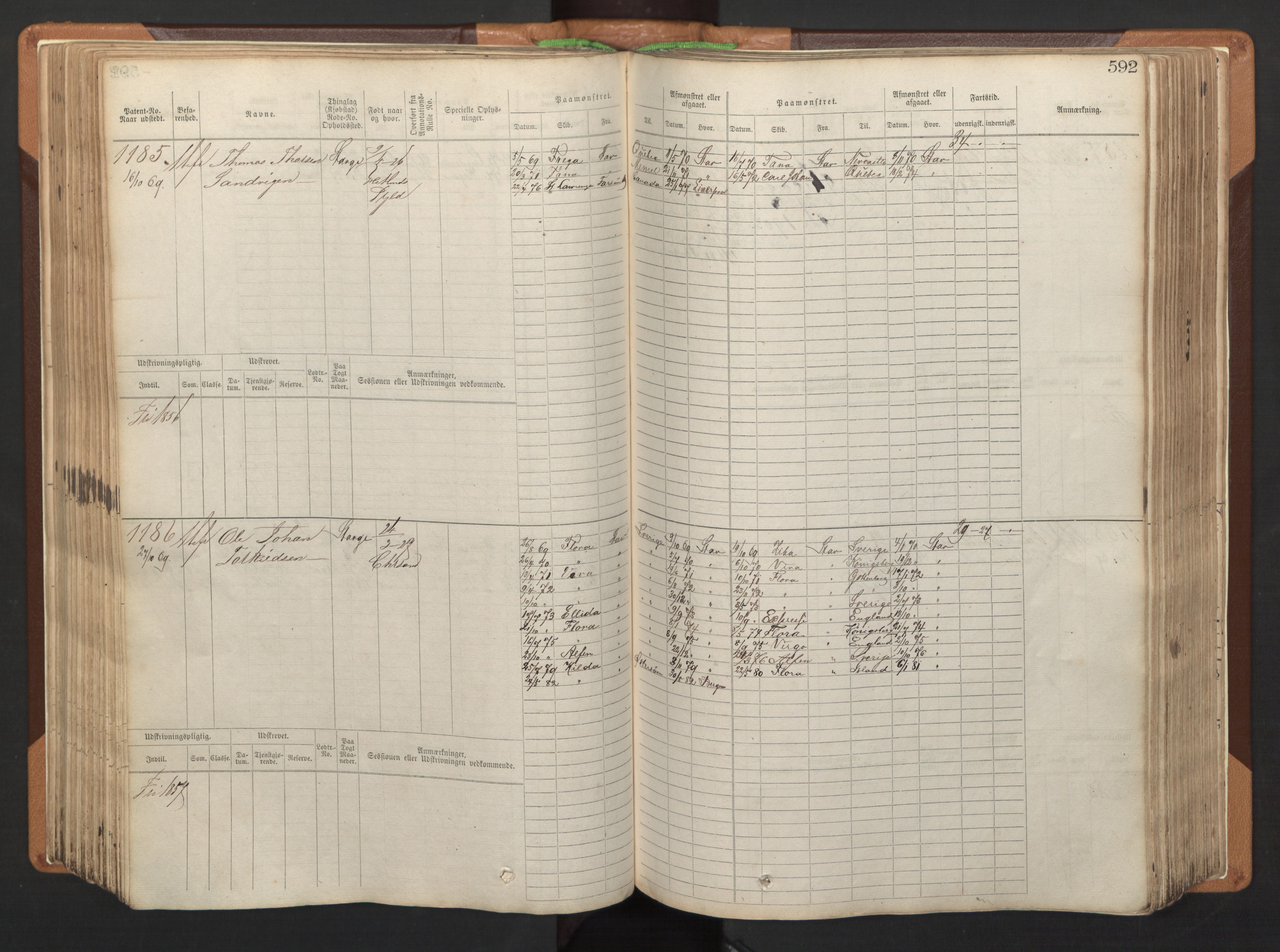 Stavanger sjømannskontor, SAST/A-102006/F/Fb/Fbb/L0005: Sjøfartshovedrulle, patentnr. 793-1606 (del 2), 1869-1880, p. 202