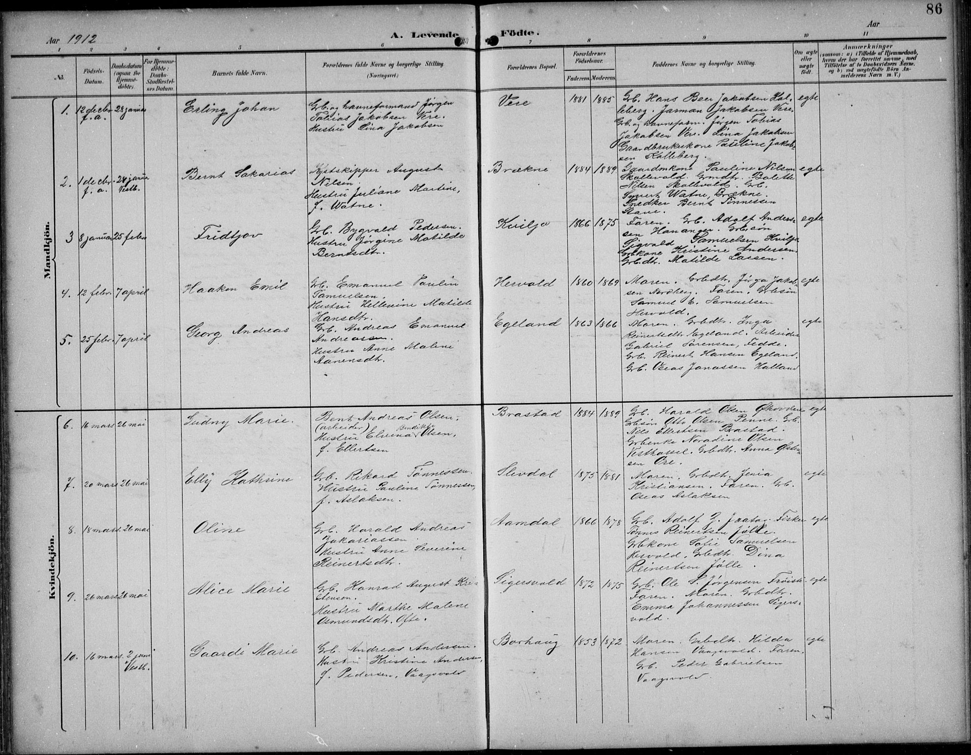 Lista sokneprestkontor, AV/SAK-1111-0027/F/Fb/L0005: Parish register (copy) no. B 5, 1892-1923, p. 86