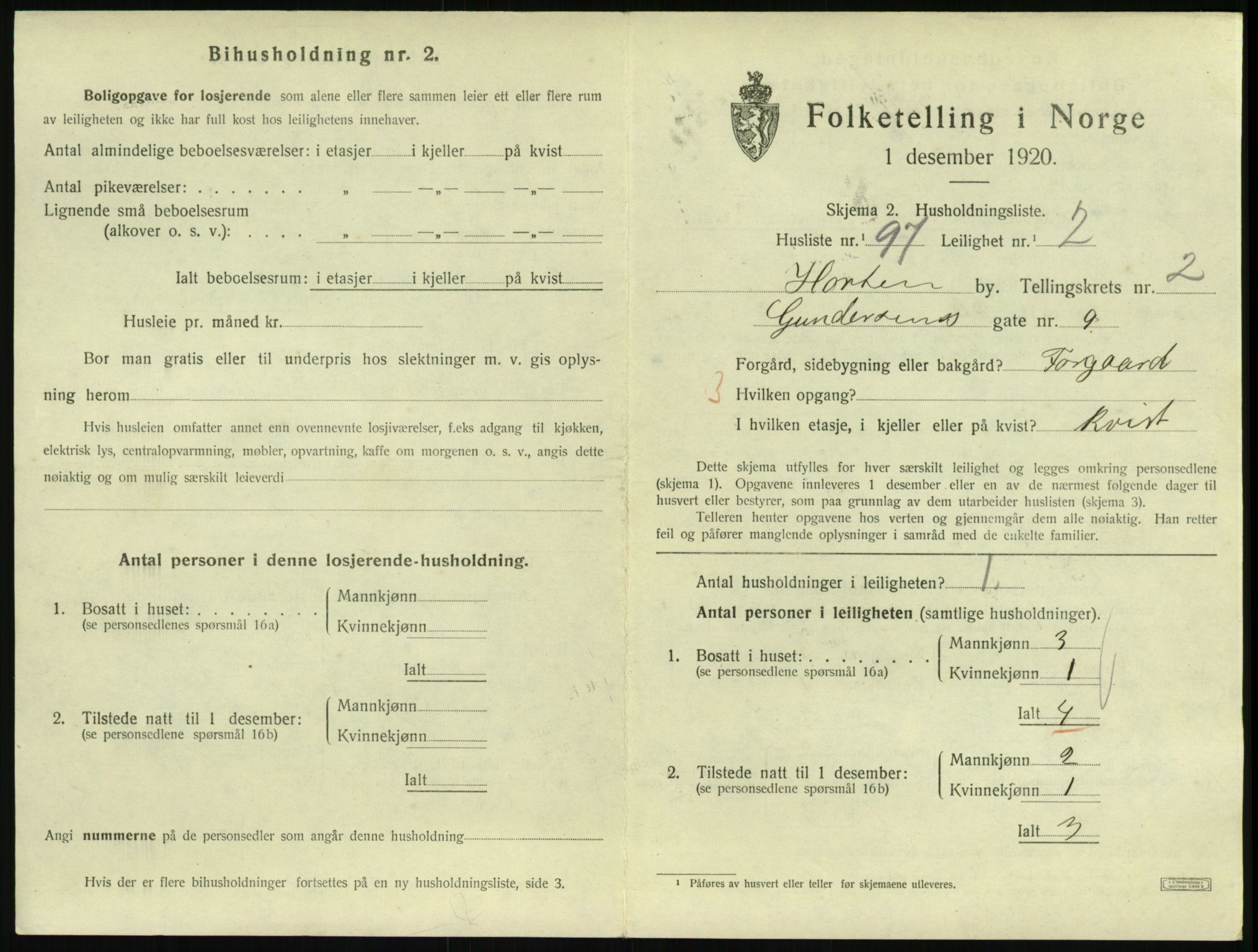 SAKO, 1920 census for Horten, 1920, p. 3703