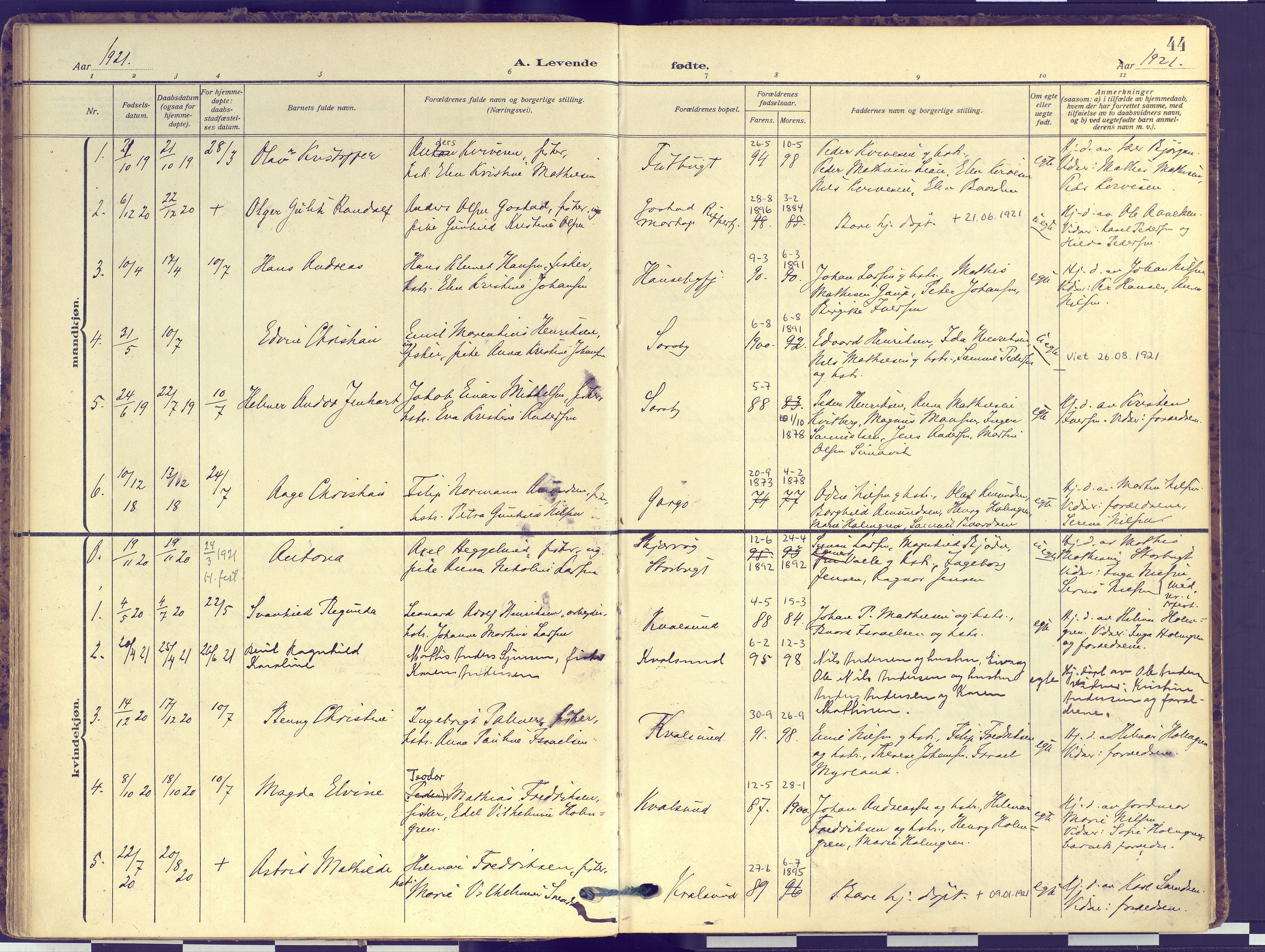 Hammerfest sokneprestkontor, SATØ/S-1347: Parish register (official) no. 16, 1908-1923, p. 44
