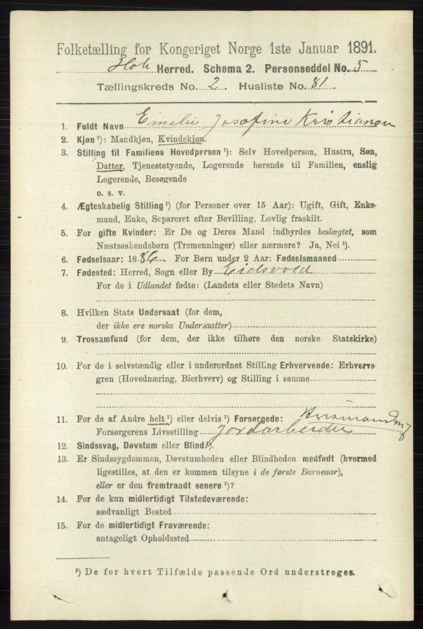 RA, 1891 census for 0612 Hole, 1891, p. 1113