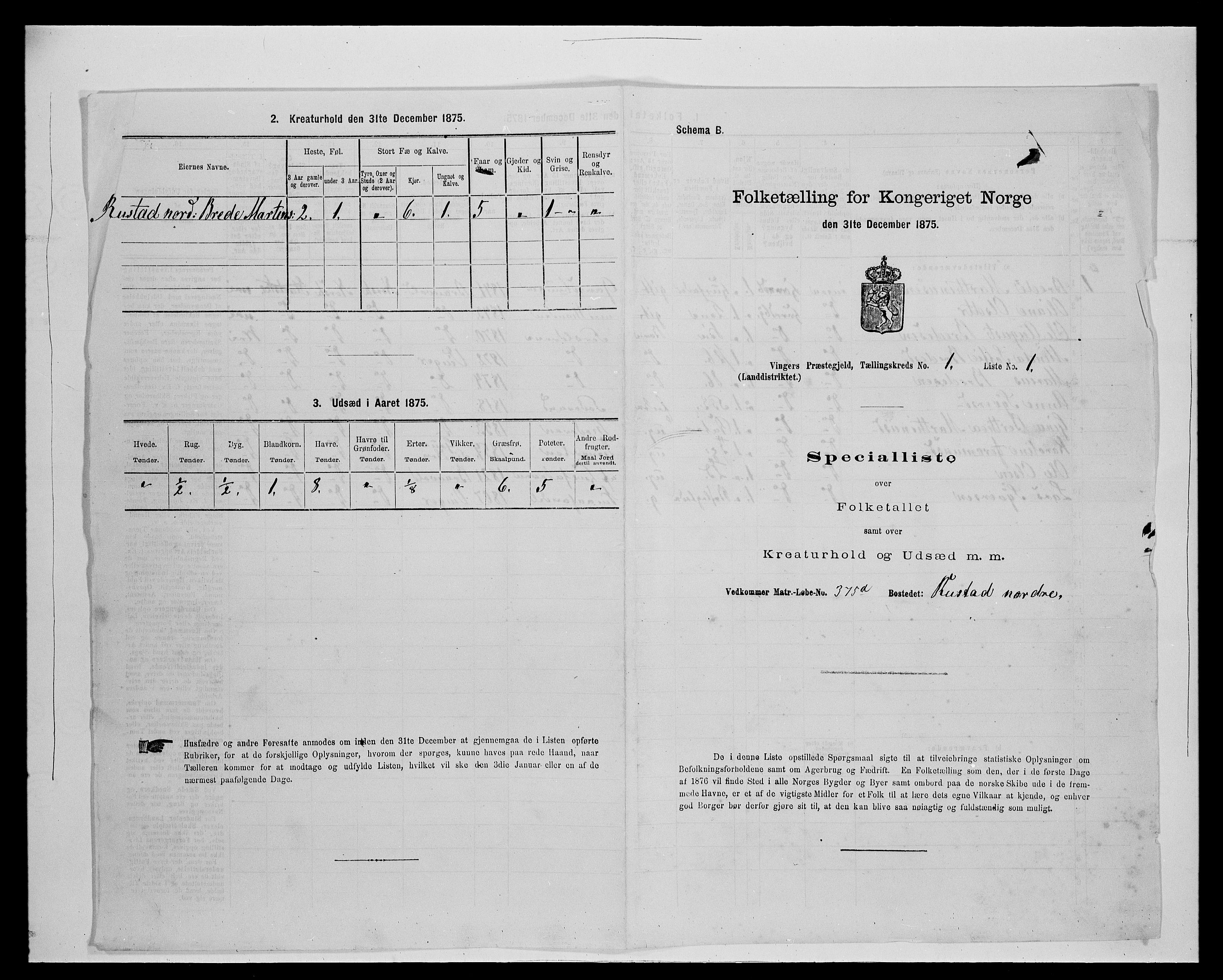 SAH, 1875 census for 0421L Vinger/Vinger og Austmarka, 1875, p. 106