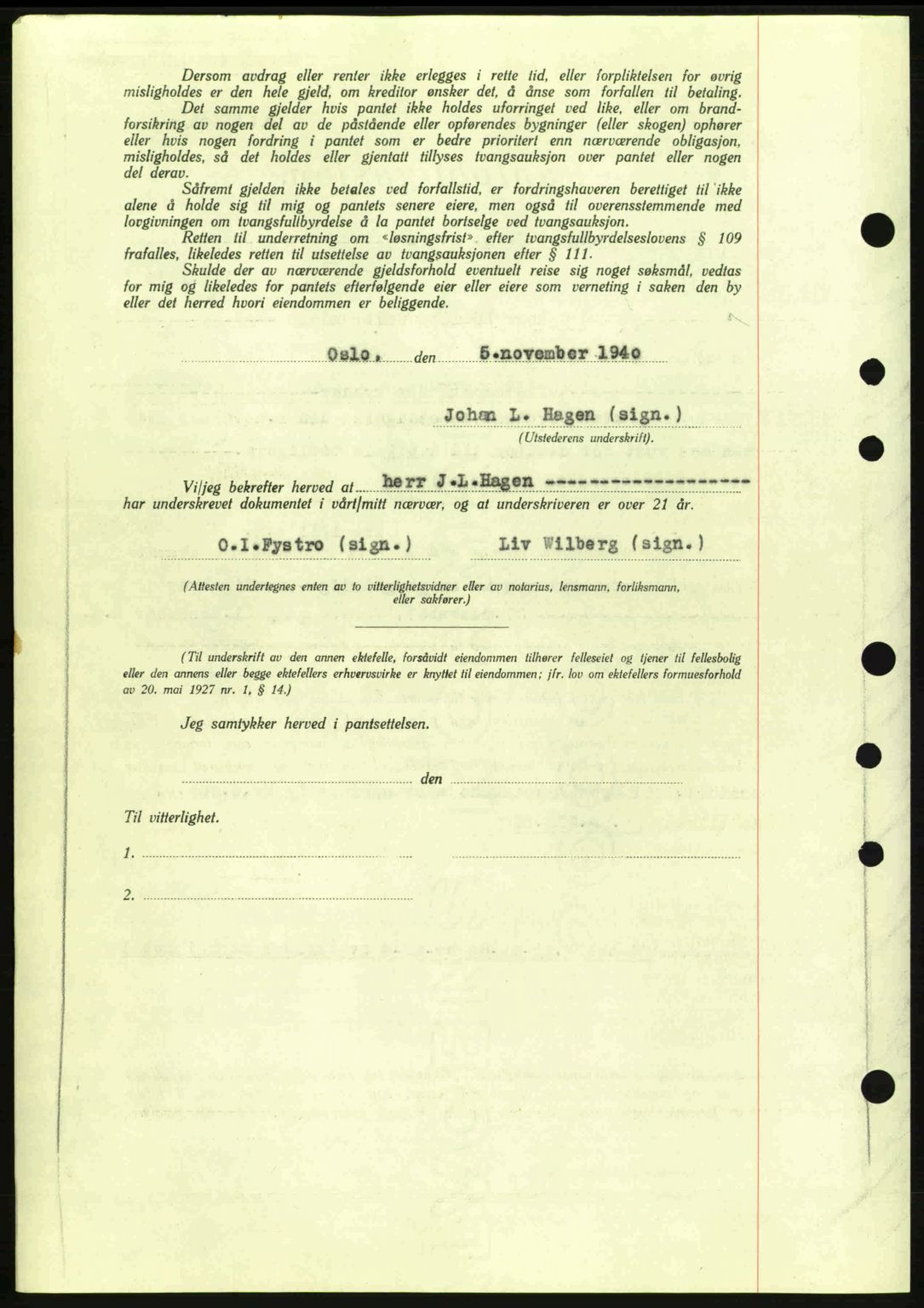 Moss sorenskriveri, SAO/A-10168: Mortgage book no. B10, 1940-1941, Diary no: : 1584/1940
