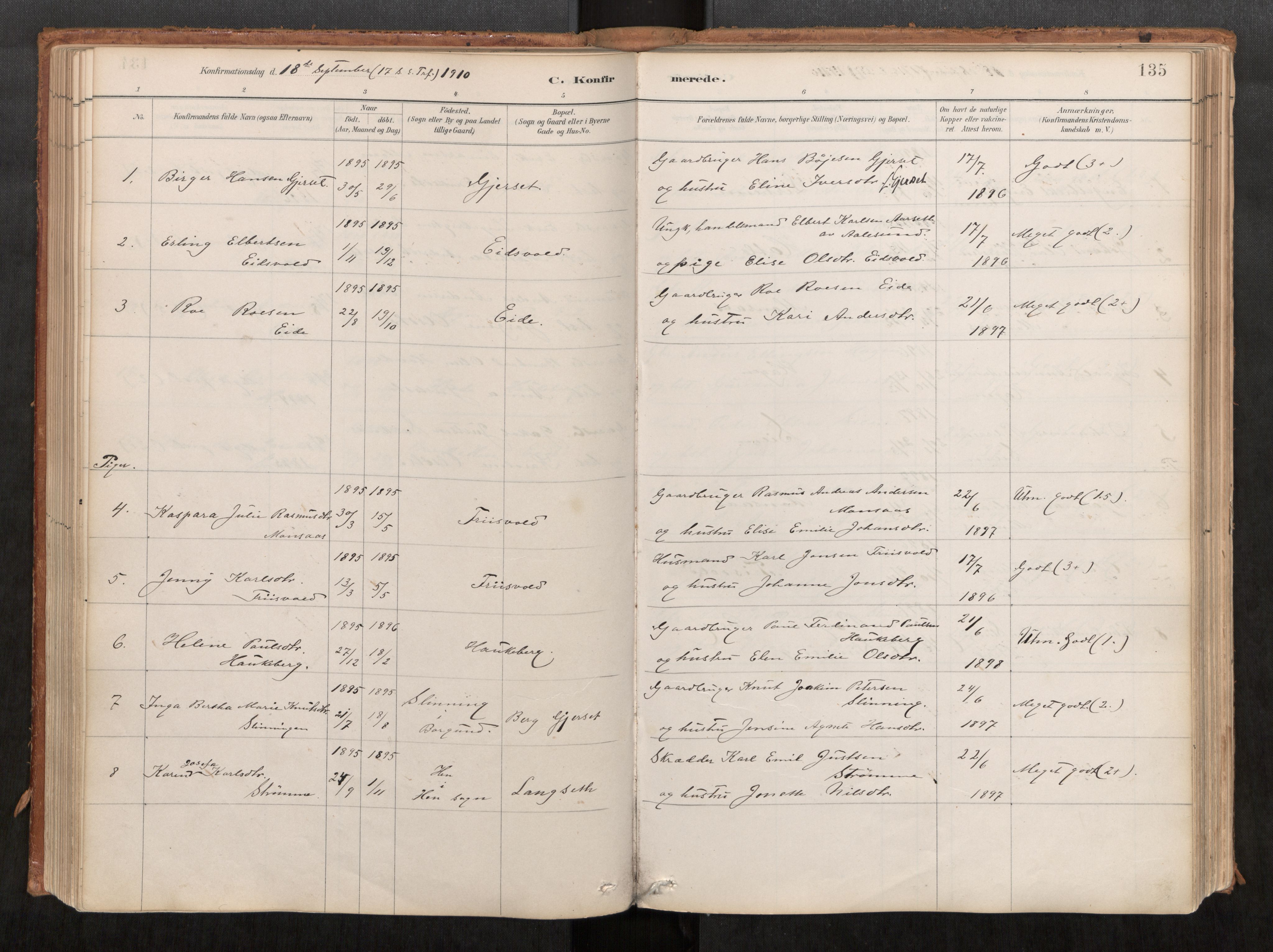 Ministerialprotokoller, klokkerbøker og fødselsregistre - Møre og Romsdal, AV/SAT-A-1454/542/L0553: Parish register (official) no. 542A03, 1885-1925, p. 135