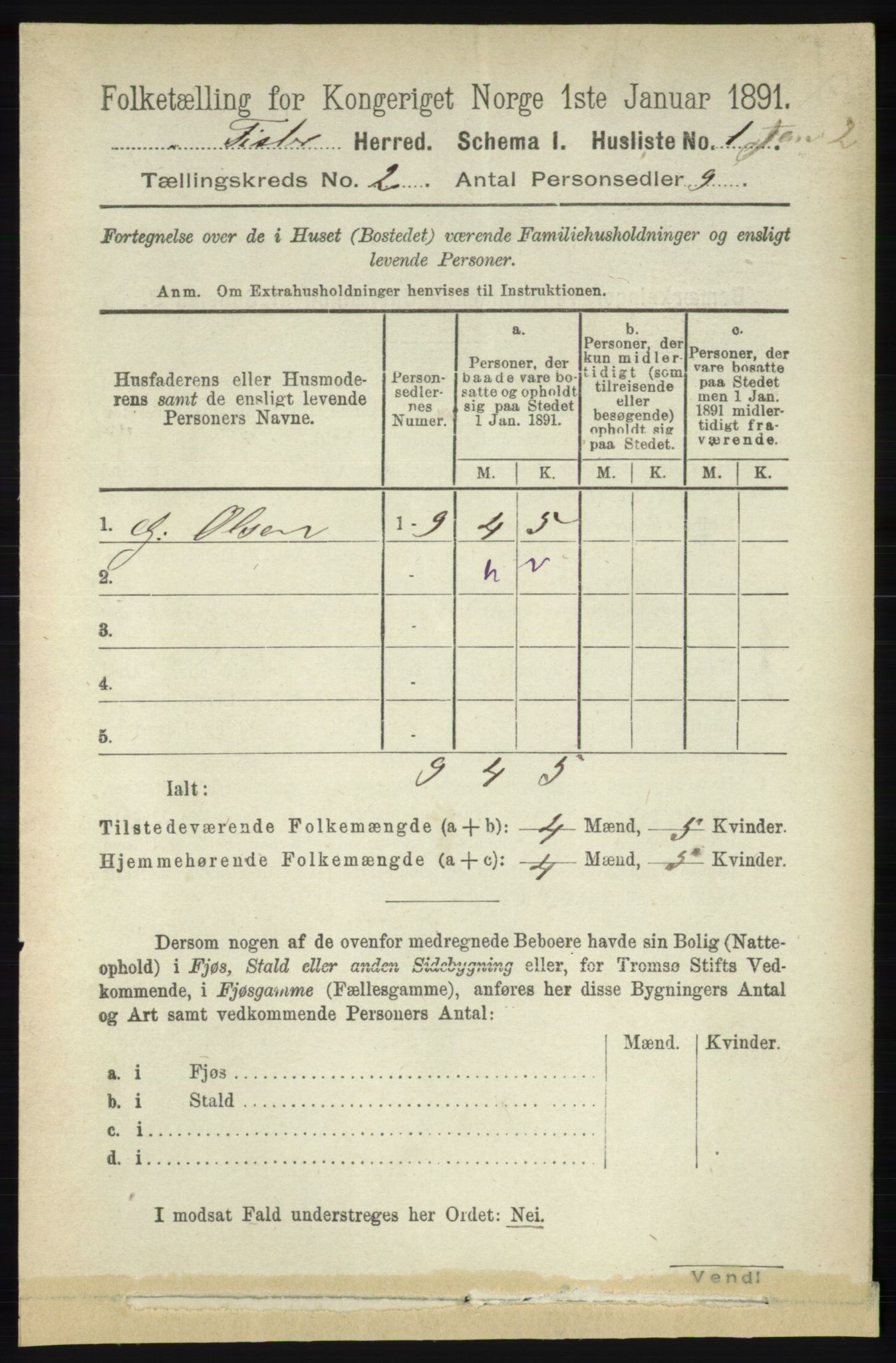 RA, 1891 census for 1132 Fister, 1891, p. 333