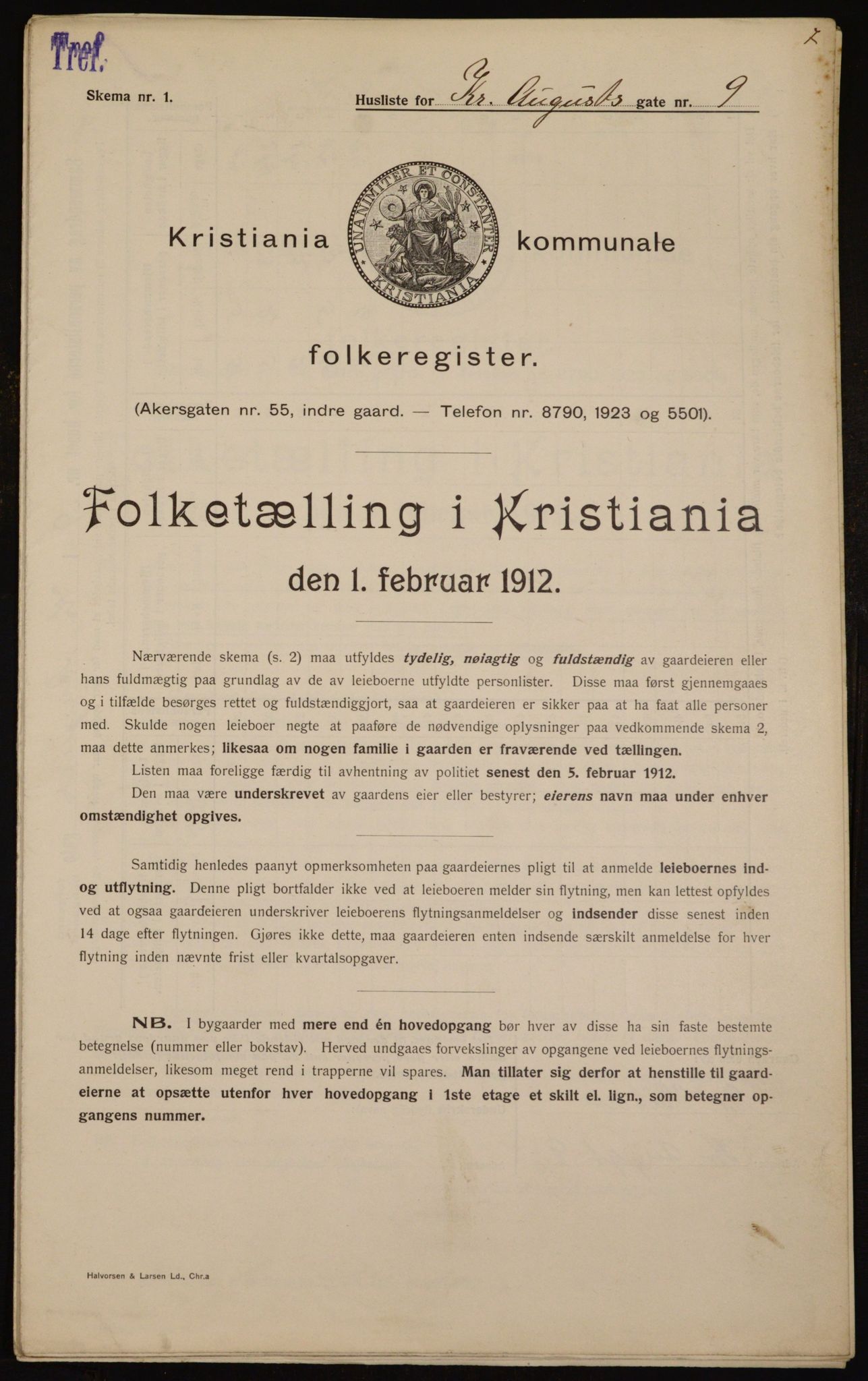 OBA, Municipal Census 1912 for Kristiania, 1912, p. 54245