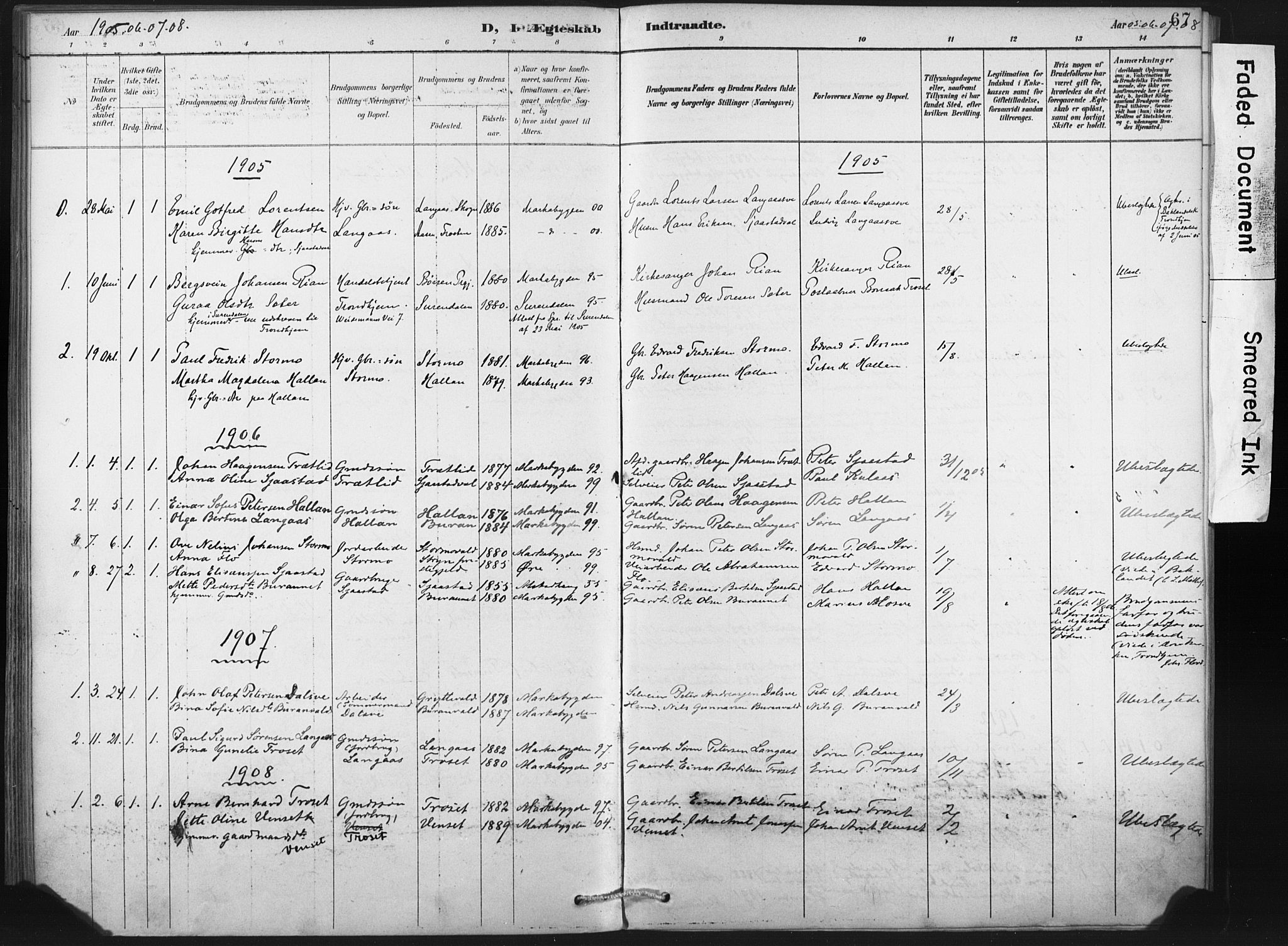 Ministerialprotokoller, klokkerbøker og fødselsregistre - Nord-Trøndelag, SAT/A-1458/718/L0175: Parish register (official) no. 718A01, 1890-1923, p. 67