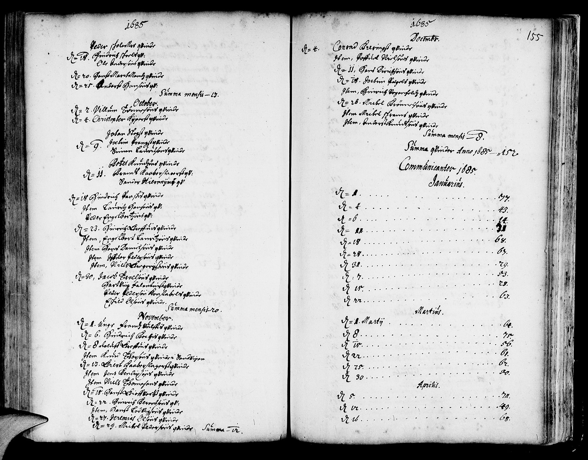 Korskirken sokneprestembete, SAB/A-76101/H/Haa/L0001: Parish register (official) no. A 1, 1674-1688, p. 155