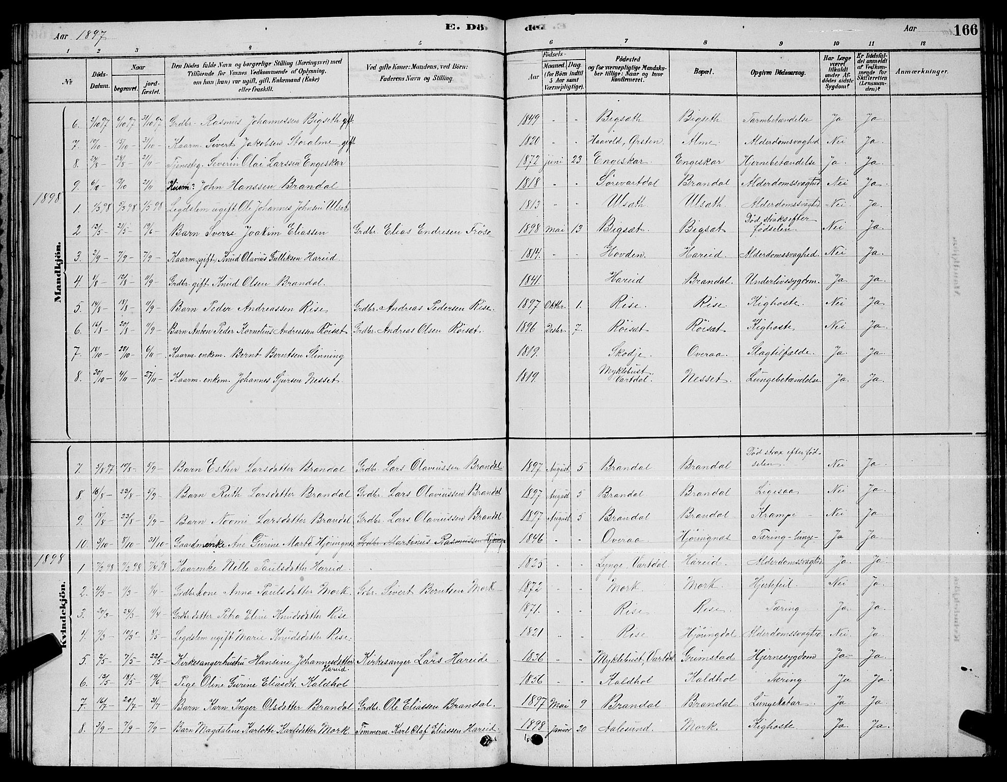 Ministerialprotokoller, klokkerbøker og fødselsregistre - Møre og Romsdal, AV/SAT-A-1454/510/L0125: Parish register (copy) no. 510C02, 1878-1900, p. 166