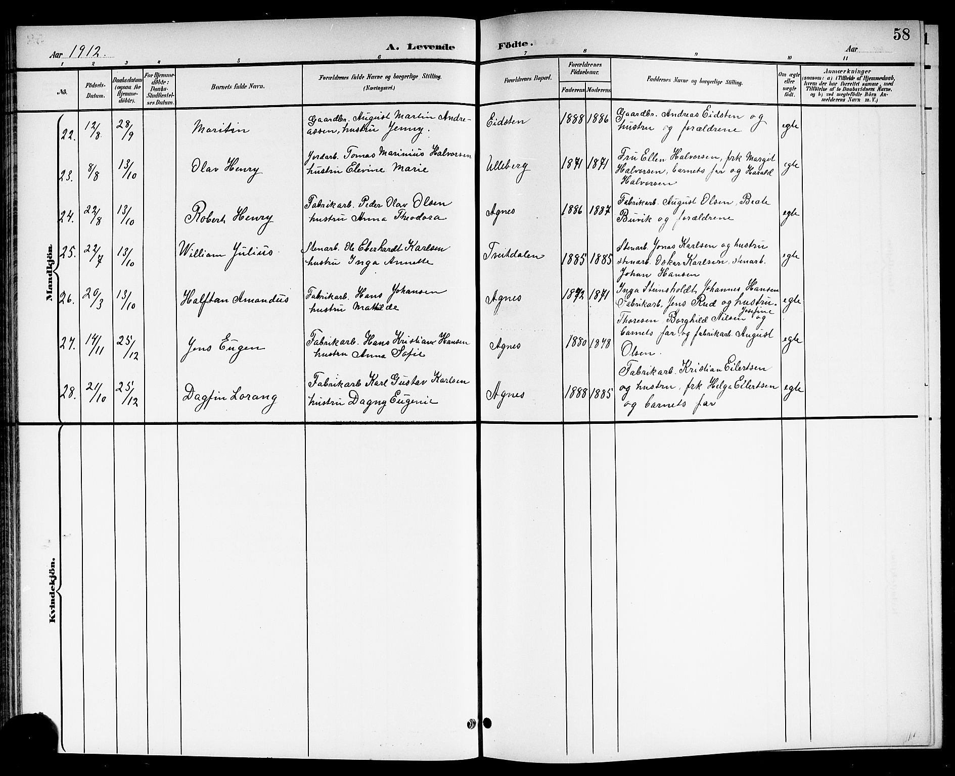 Brunlanes kirkebøker, SAKO/A-342/G/Ga/L0004: Parish register (copy) no. I 4, 1898-1921, p. 58