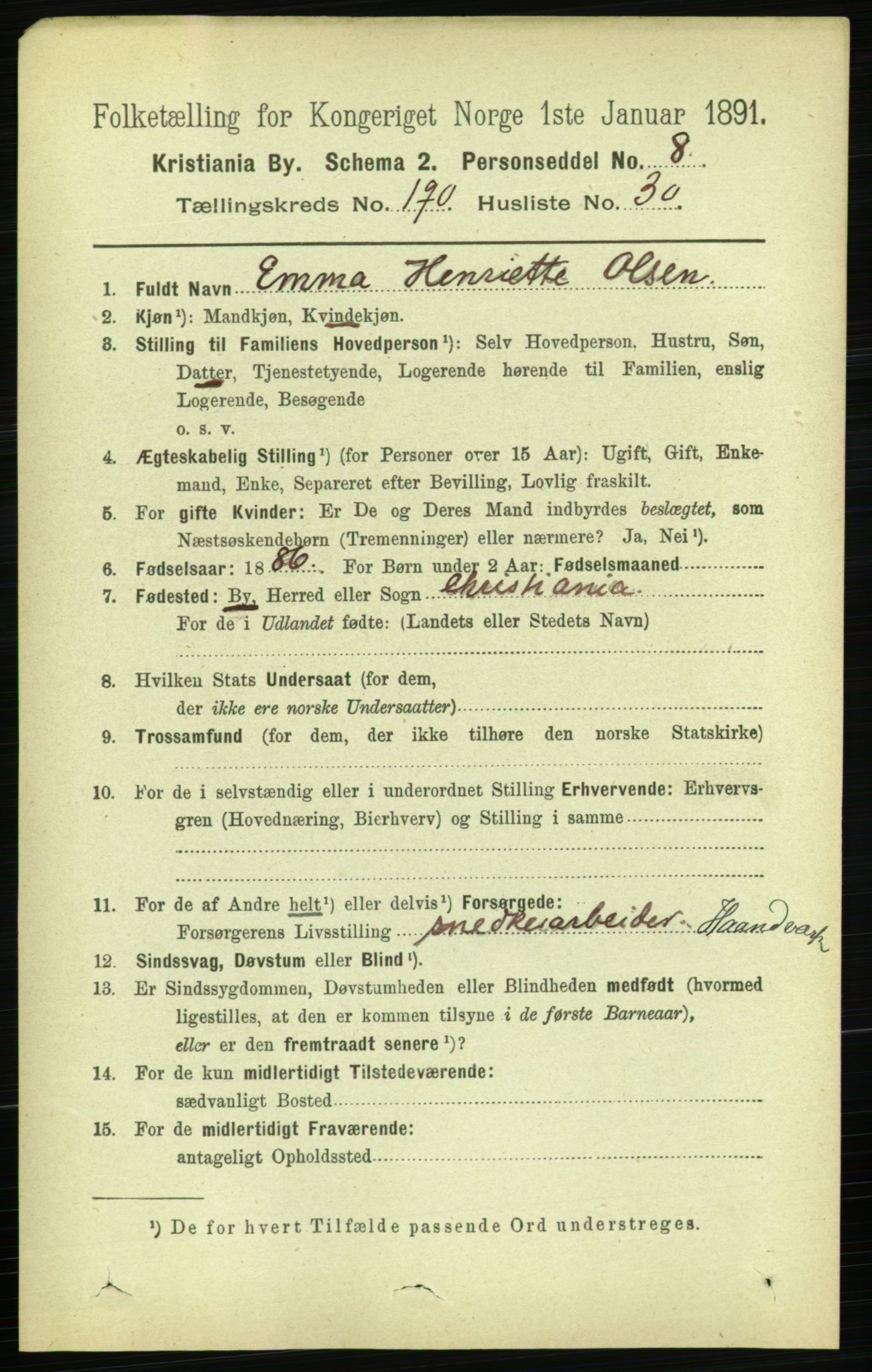 RA, 1891 census for 0301 Kristiania, 1891, p. 114449