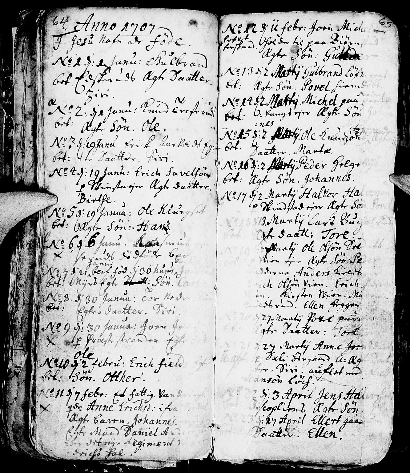 Nes prestekontor, Hedmark, AV/SAH-PREST-020/L/La/L0001: Parish register (copy) no. 1, 1663-1784, p. 64-65