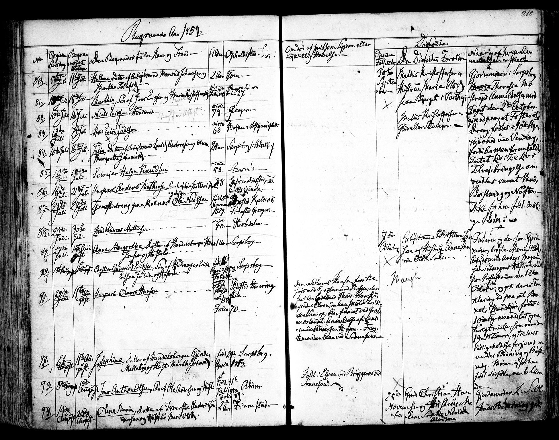 Tune prestekontor Kirkebøker, AV/SAO-A-2007/F/Fa/L0011: Parish register (official) no. 11, 1852-1856, p. 210