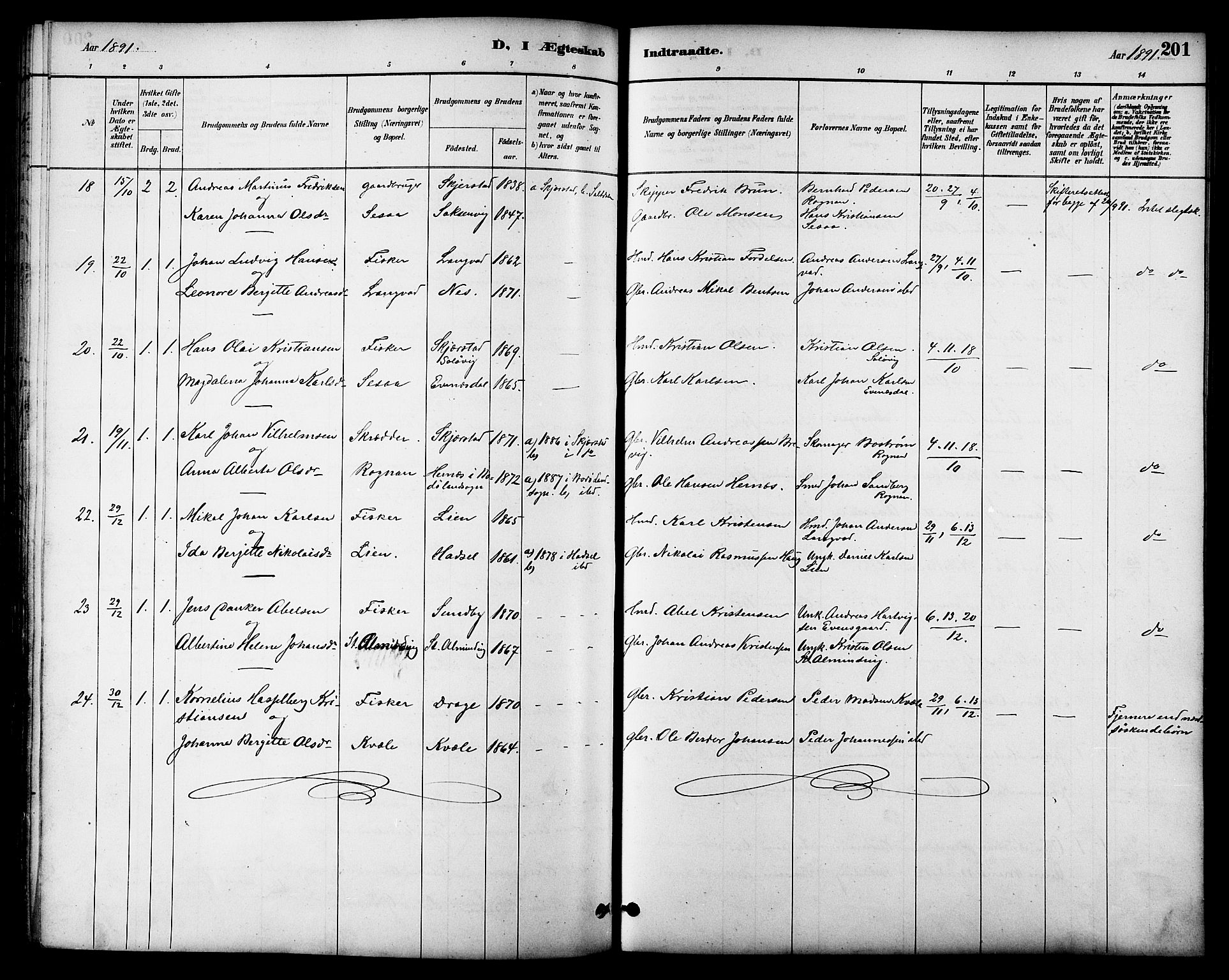 Ministerialprotokoller, klokkerbøker og fødselsregistre - Nordland, AV/SAT-A-1459/847/L0669: Parish register (official) no. 847A09, 1887-1901, p. 201