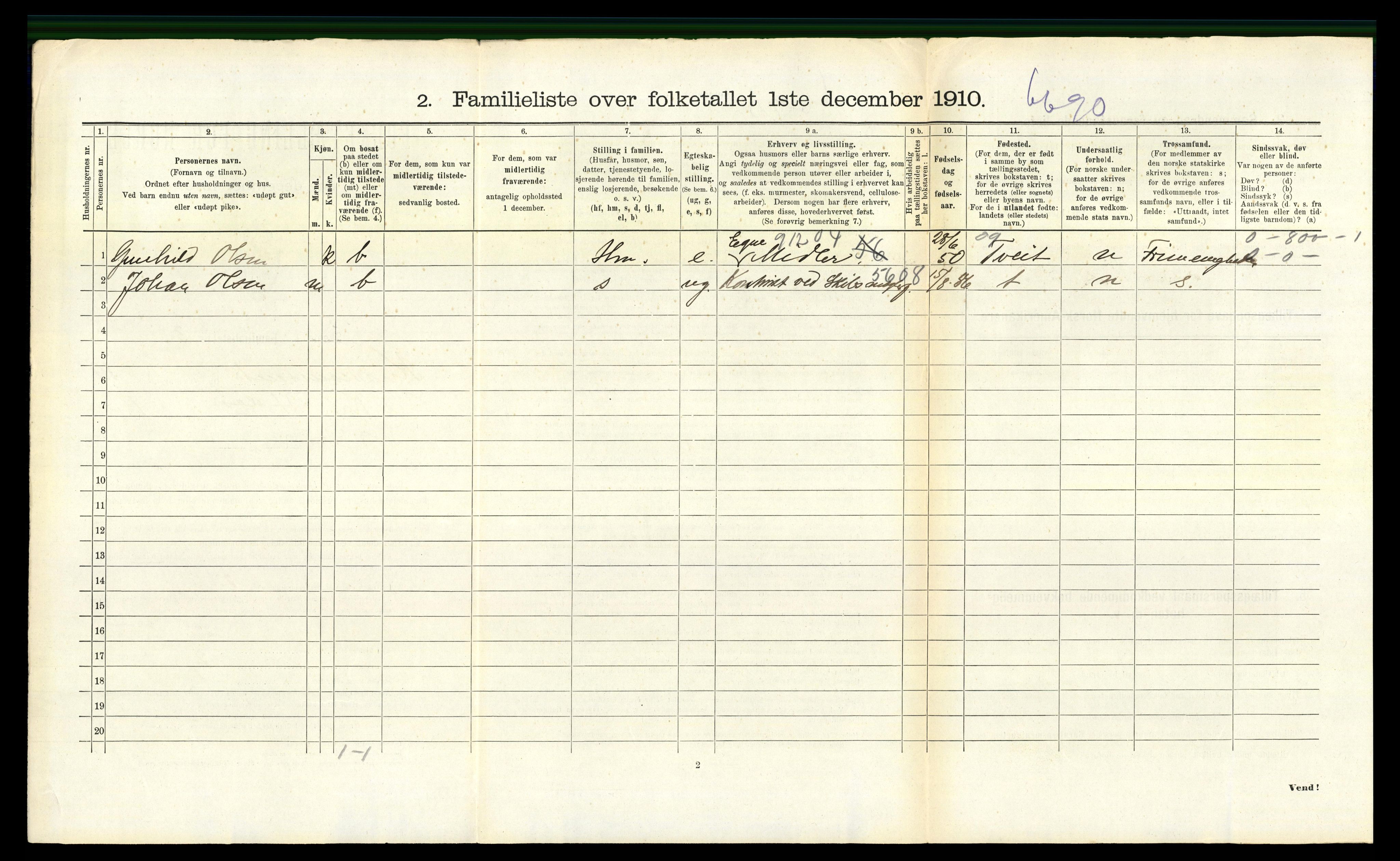 RA, 1910 census for Kristiansand, 1910, p. 4669