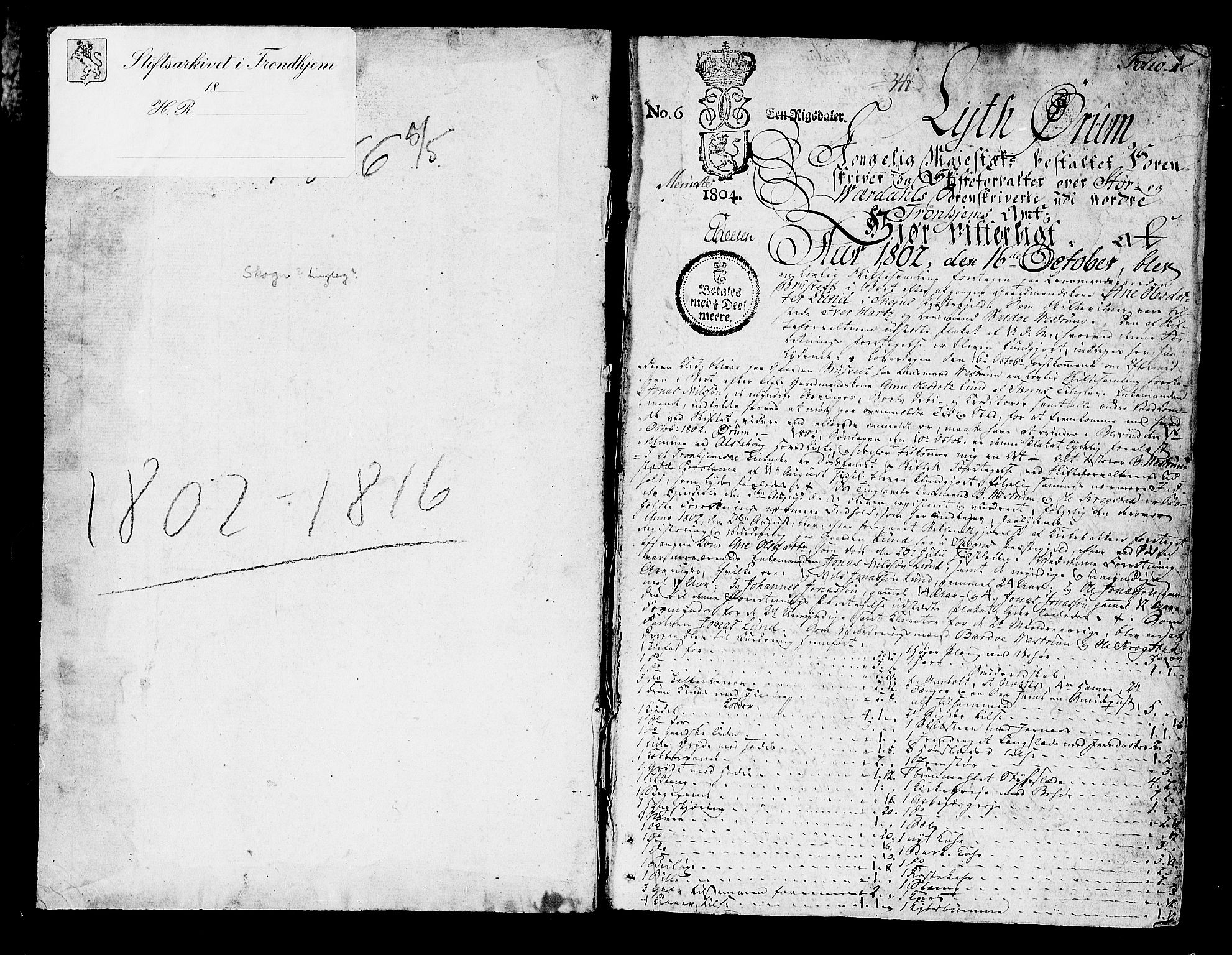 Stjør- og Verdal sorenskriveri, AV/SAT-A-4167/1/3/3A/L0017: Skifteprotokoll 12, 1802-1816, p. 0b-1a