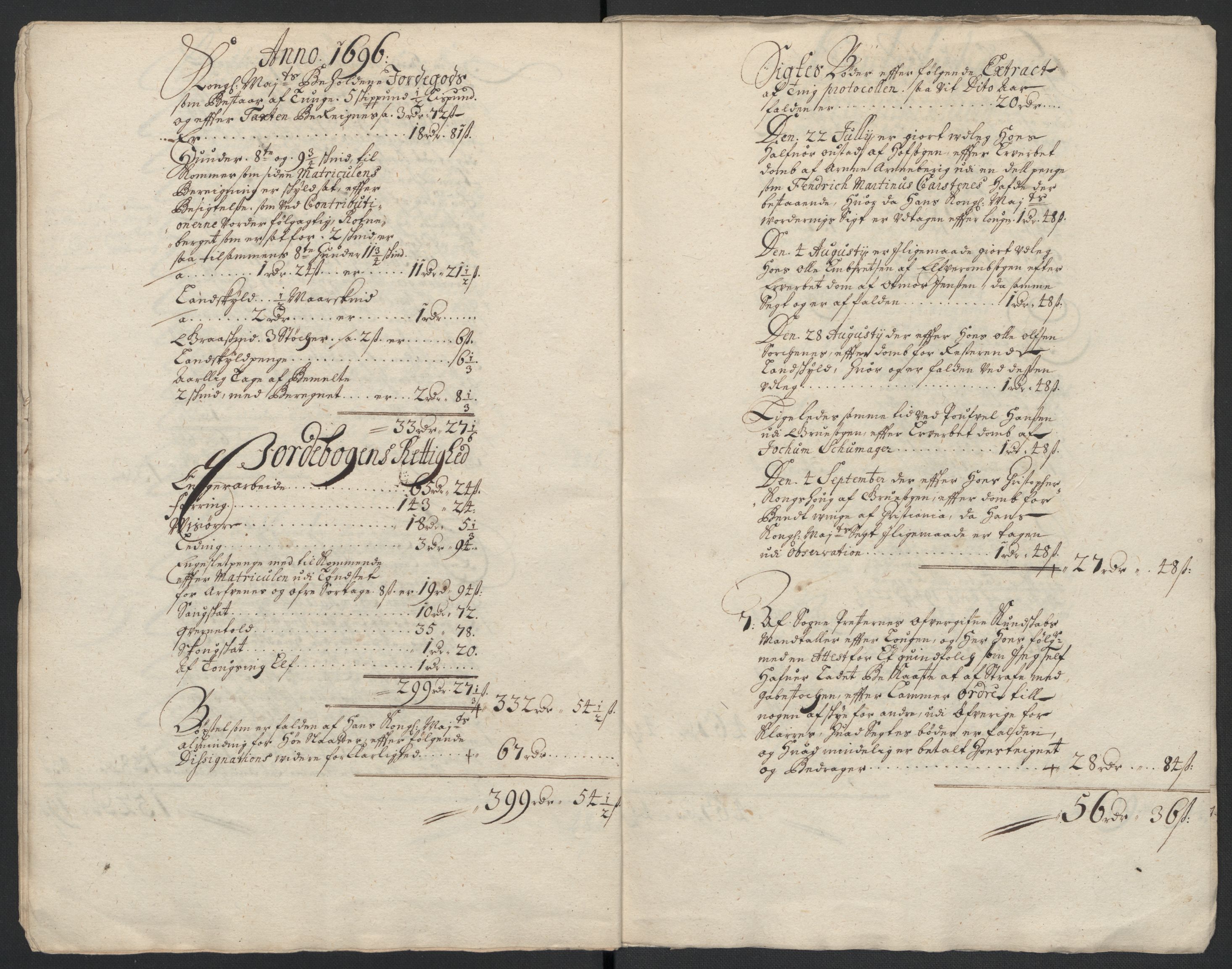 Rentekammeret inntil 1814, Reviderte regnskaper, Fogderegnskap, AV/RA-EA-4092/R13/L0834: Fogderegnskap Solør, Odal og Østerdal, 1696, p. 8