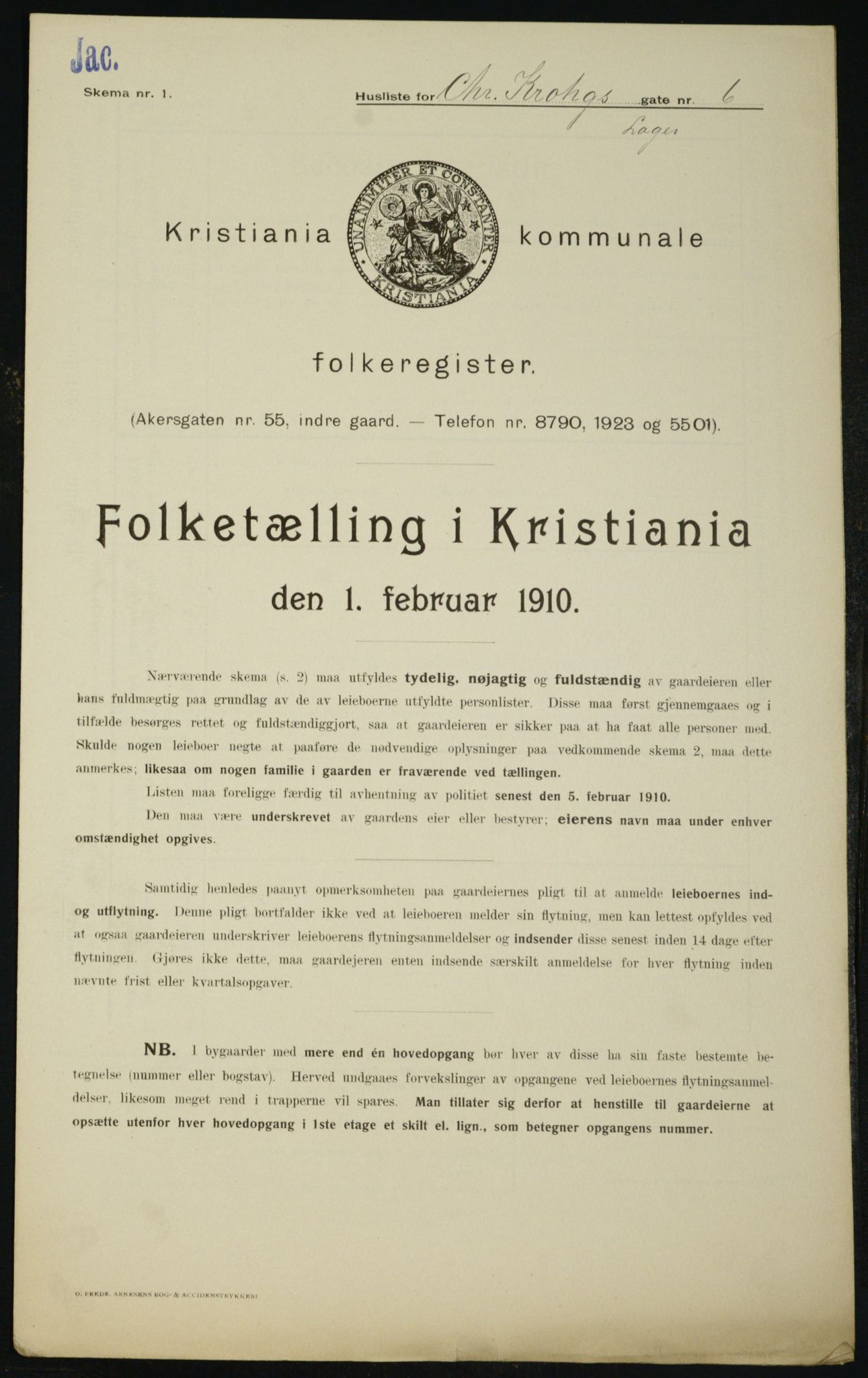 OBA, Municipal Census 1910 for Kristiania, 1910, p. 11245