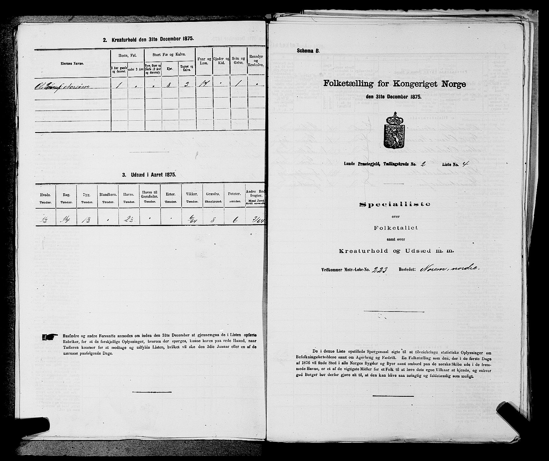 SAKO, 1875 census for 0820P Lunde, 1875, p. 163