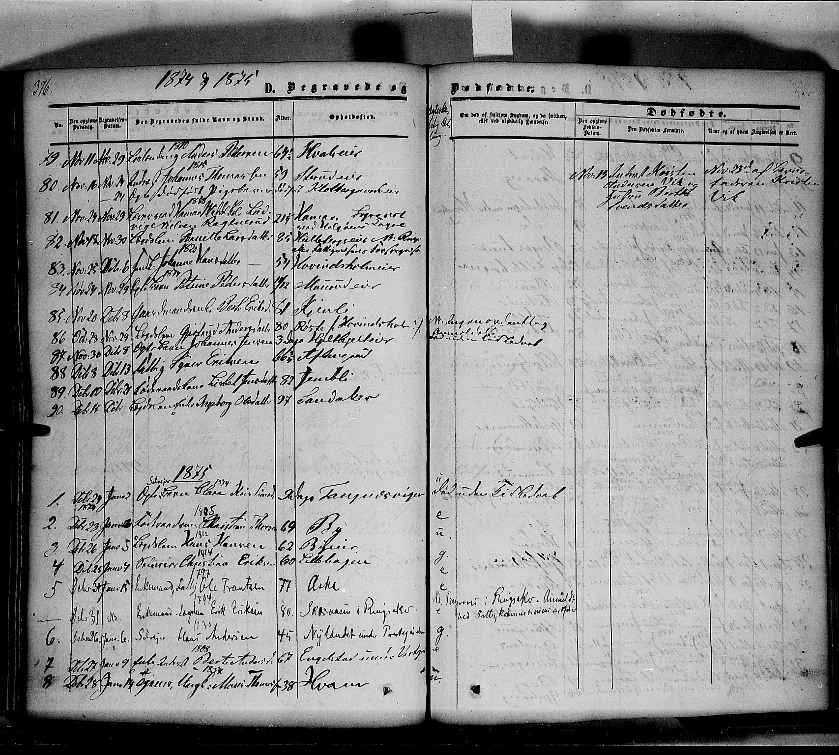 Nes prestekontor, Hedmark, SAH/PREST-020/K/Ka/L0004: Parish register (official) no. 4, 1852-1886, p. 376