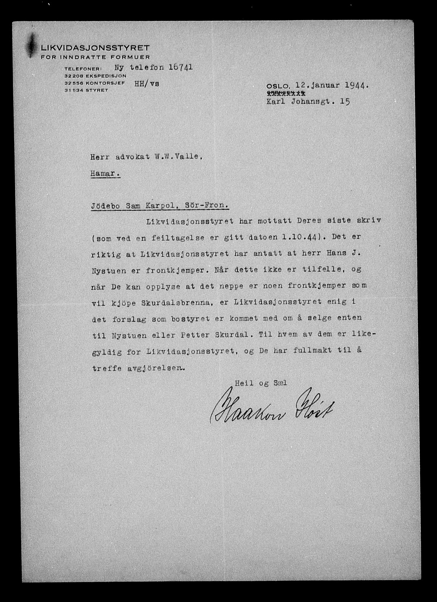 Justisdepartementet, Tilbakeføringskontoret for inndratte formuer, AV/RA-S-1564/H/Hc/Hcc/L0949: --, 1945-1947, p. 631