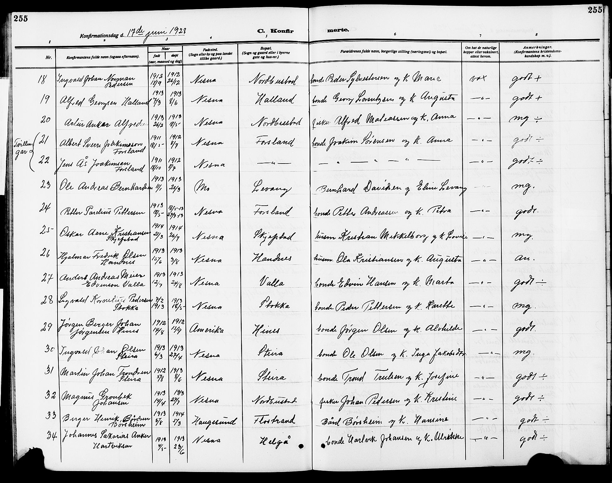 Ministerialprotokoller, klokkerbøker og fødselsregistre - Nordland, AV/SAT-A-1459/838/L0560: Parish register (copy) no. 838C07, 1910-1928, p. 255