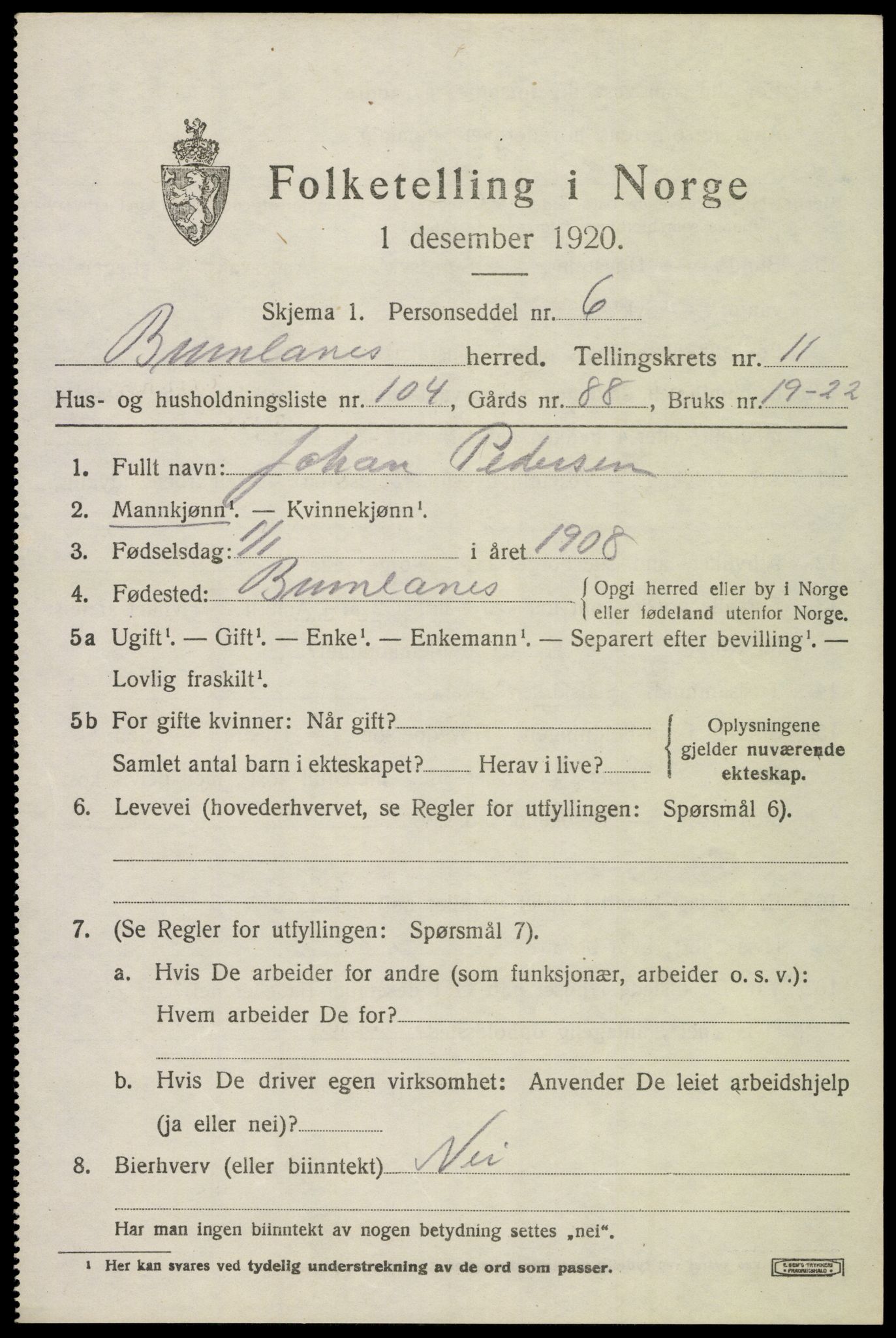 SAKO, 1920 census for Brunlanes, 1920, p. 10471