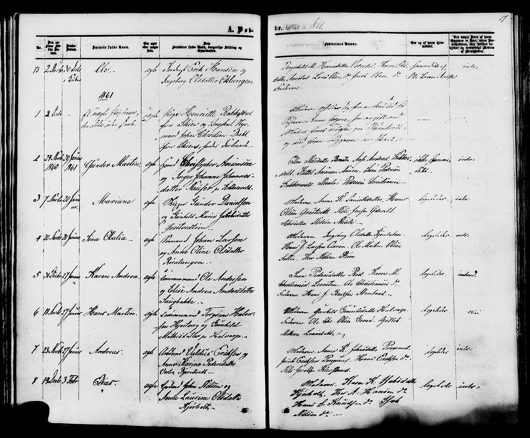 Eidanger kirkebøker, SAKO/A-261/F/Fa/L0010: Parish register (official) no. 10, 1859-1874, p. 17