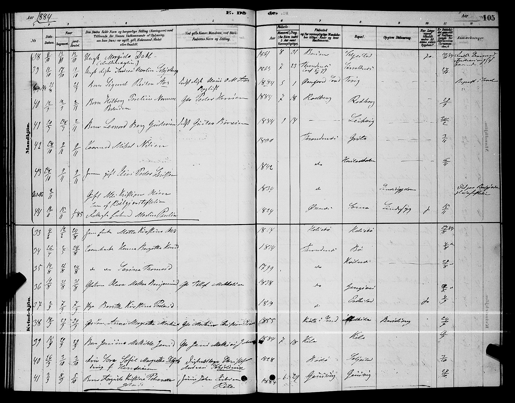 Trondenes sokneprestkontor, SATØ/S-1319/H/Hb/L0010klokker: Parish register (copy) no. 10, 1878-1890, p. 105
