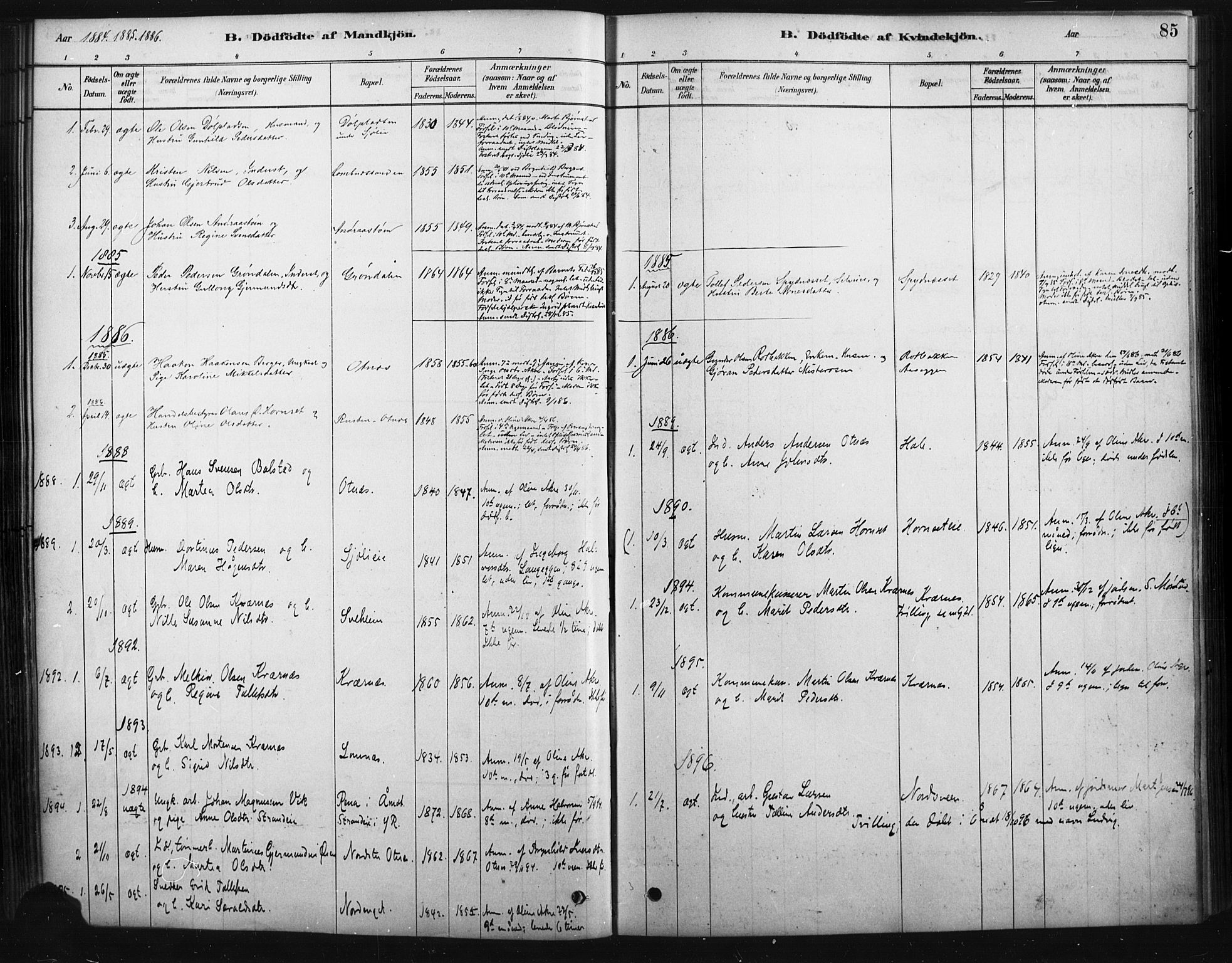 Rendalen prestekontor, SAH/PREST-054/H/Ha/Haa/L0010: Parish register (official) no. 10, 1878-1901, p. 85