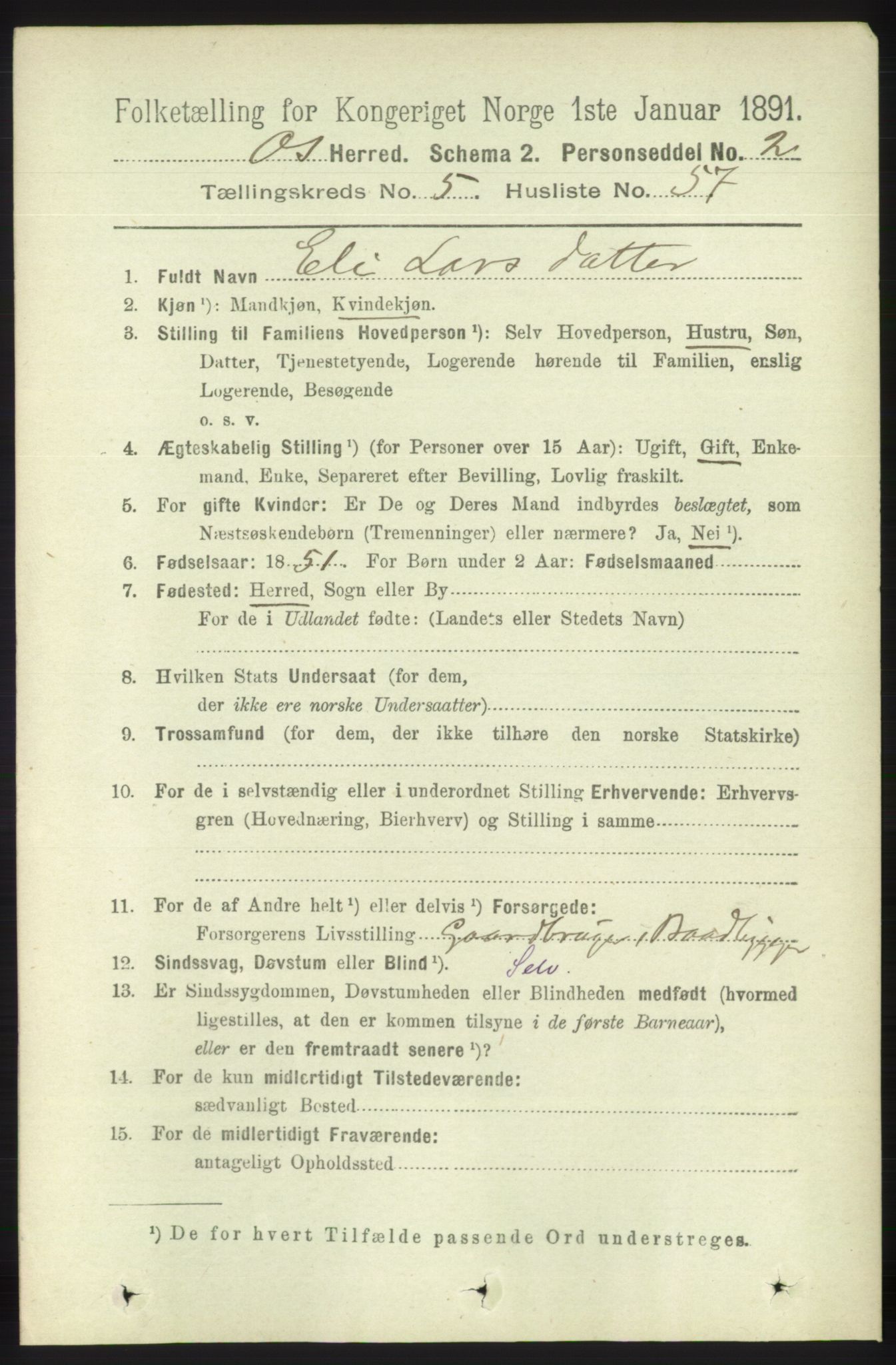 RA, 1891 census for 1243 Os, 1891, p. 1280