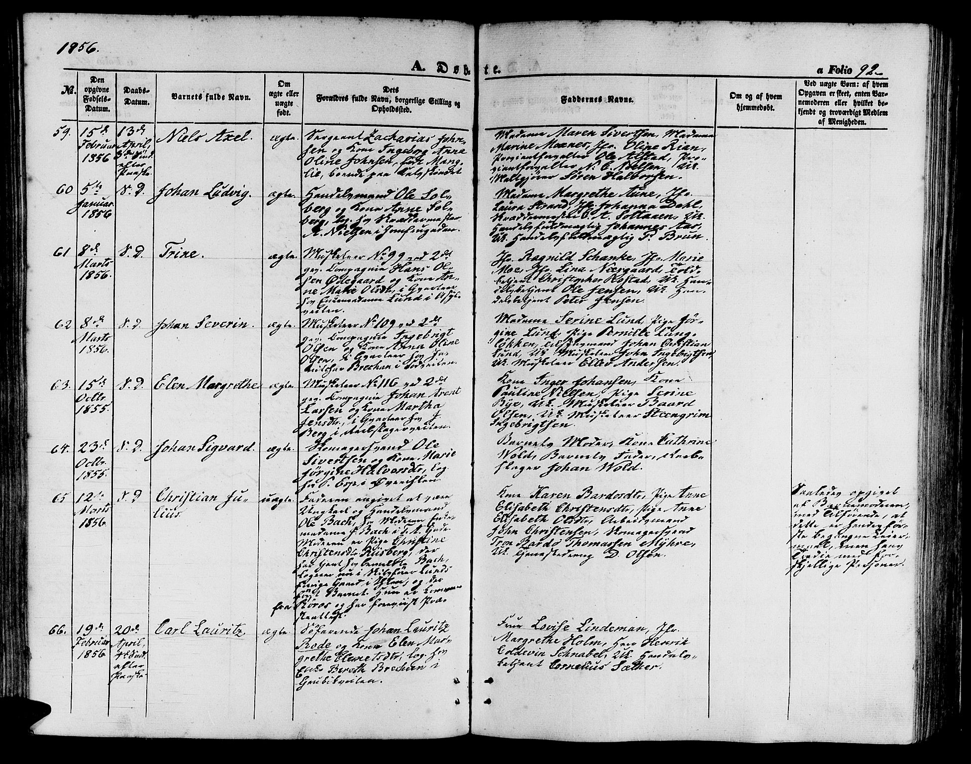 Ministerialprotokoller, klokkerbøker og fødselsregistre - Sør-Trøndelag, SAT/A-1456/602/L0138: Parish register (copy) no. 602C06, 1853-1858, p. 92